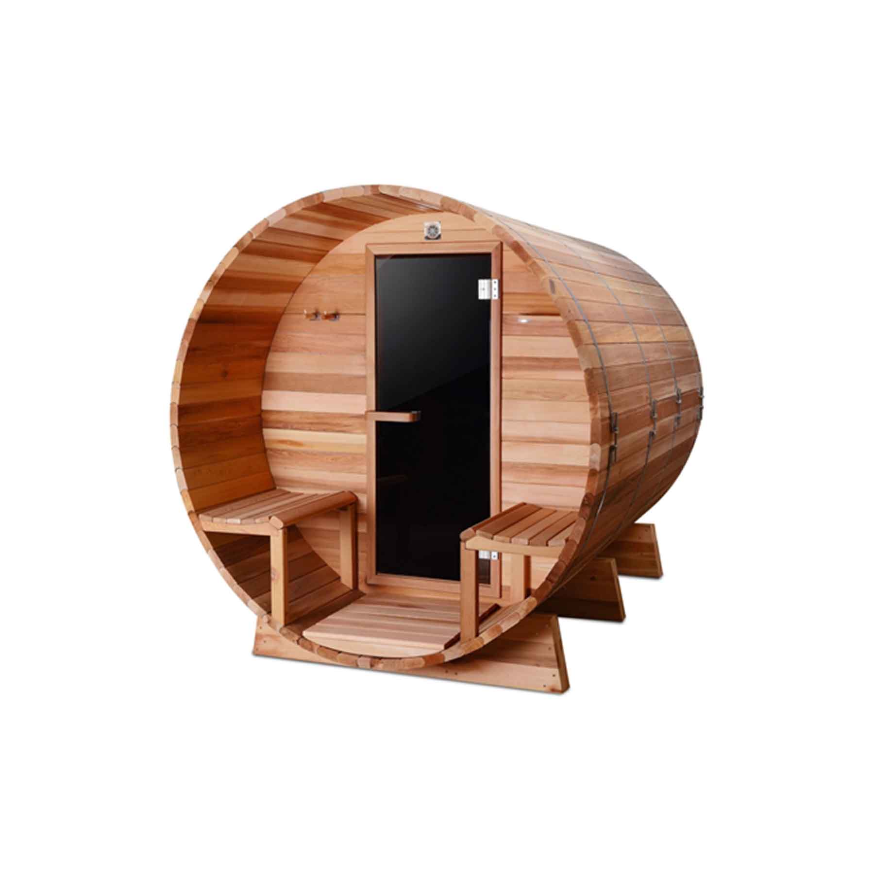 Aleko 8 Person 9 kW Red Cedar Outdoor and Indoor Barrel Sauna - Image 1