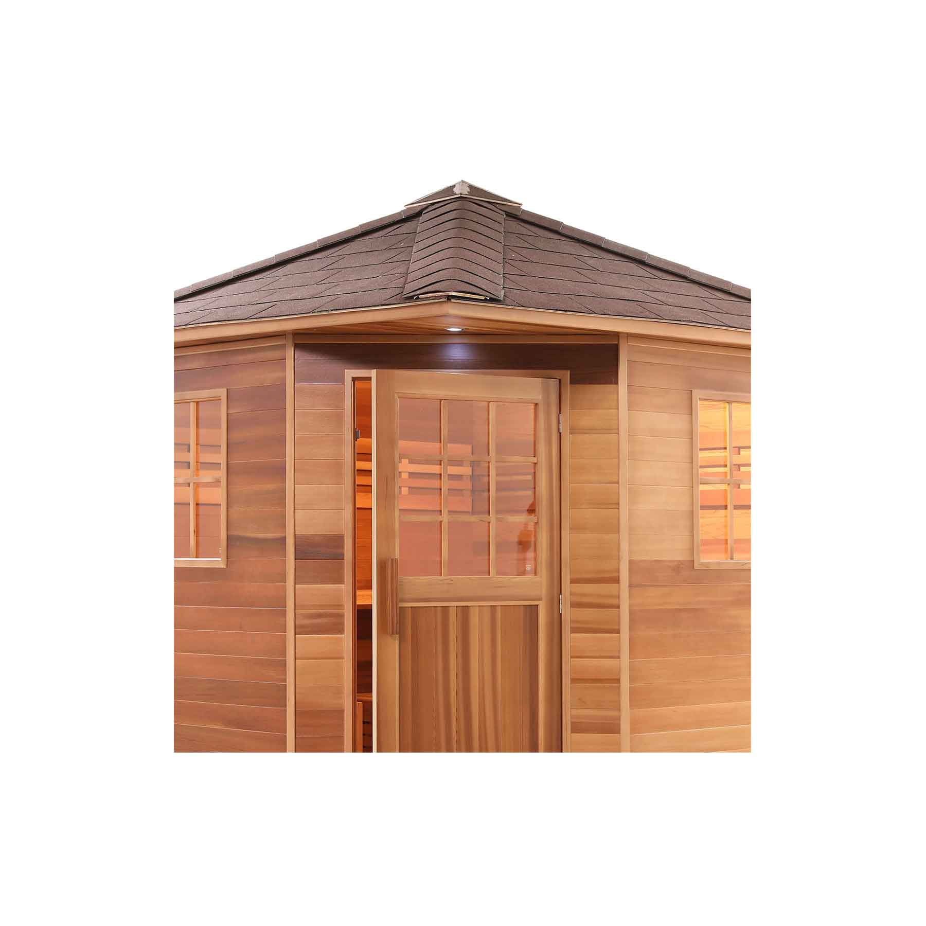 Aleko 8 Person 9 kW Cedar Wet Dry Outdoor Traditional Sauna - Image 5