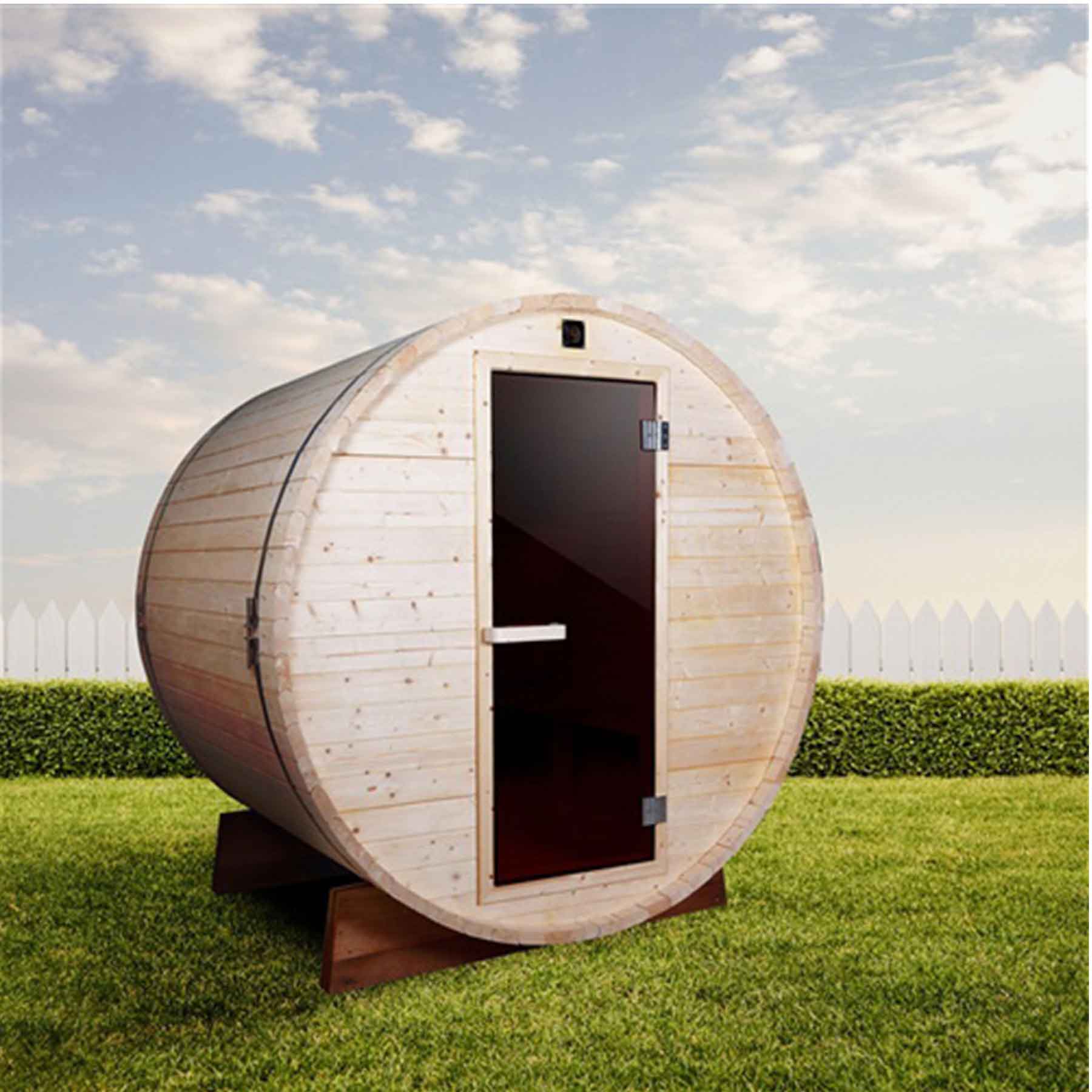 Aleko 4 Person 4.5 kW White Pine Outdoor and Indoor Barrel Sauna - Image 5