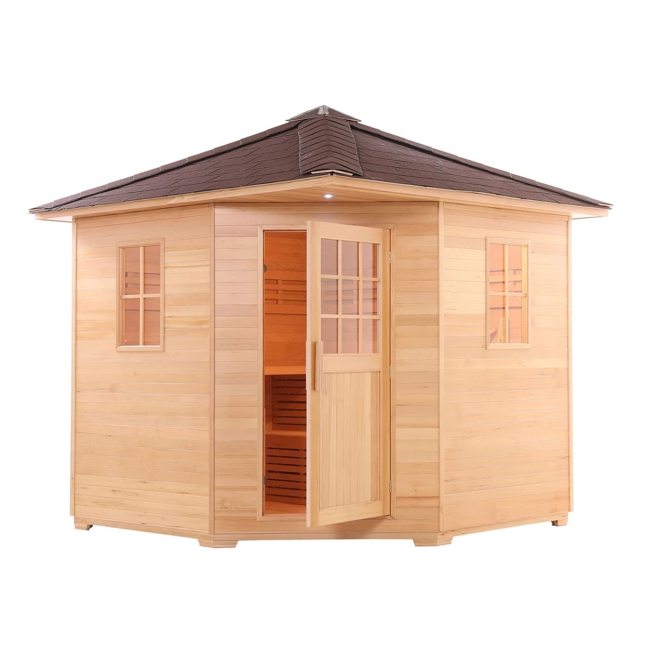 Aleko 5 Person 6 kW Hemlock Wet Dry Outdoor Traditional Sauna - Image 2