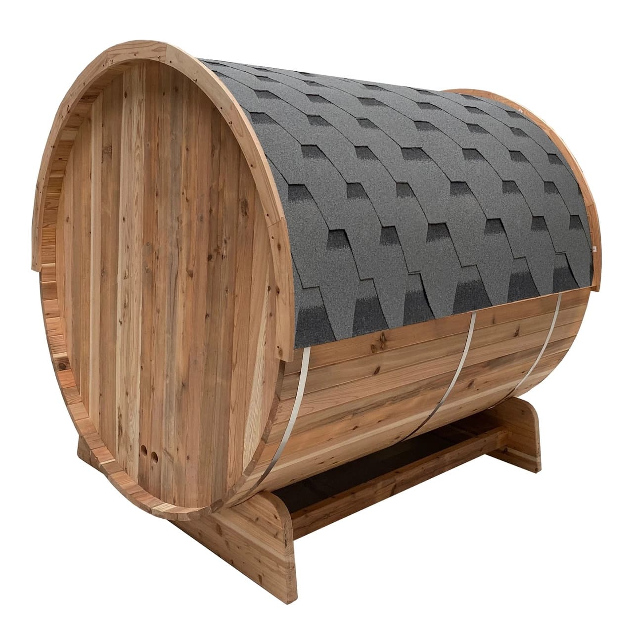 Aleko 4 Person 4.5 kW Rustic Cedar Shingle Outdoor Barrel Sauna - Image 4