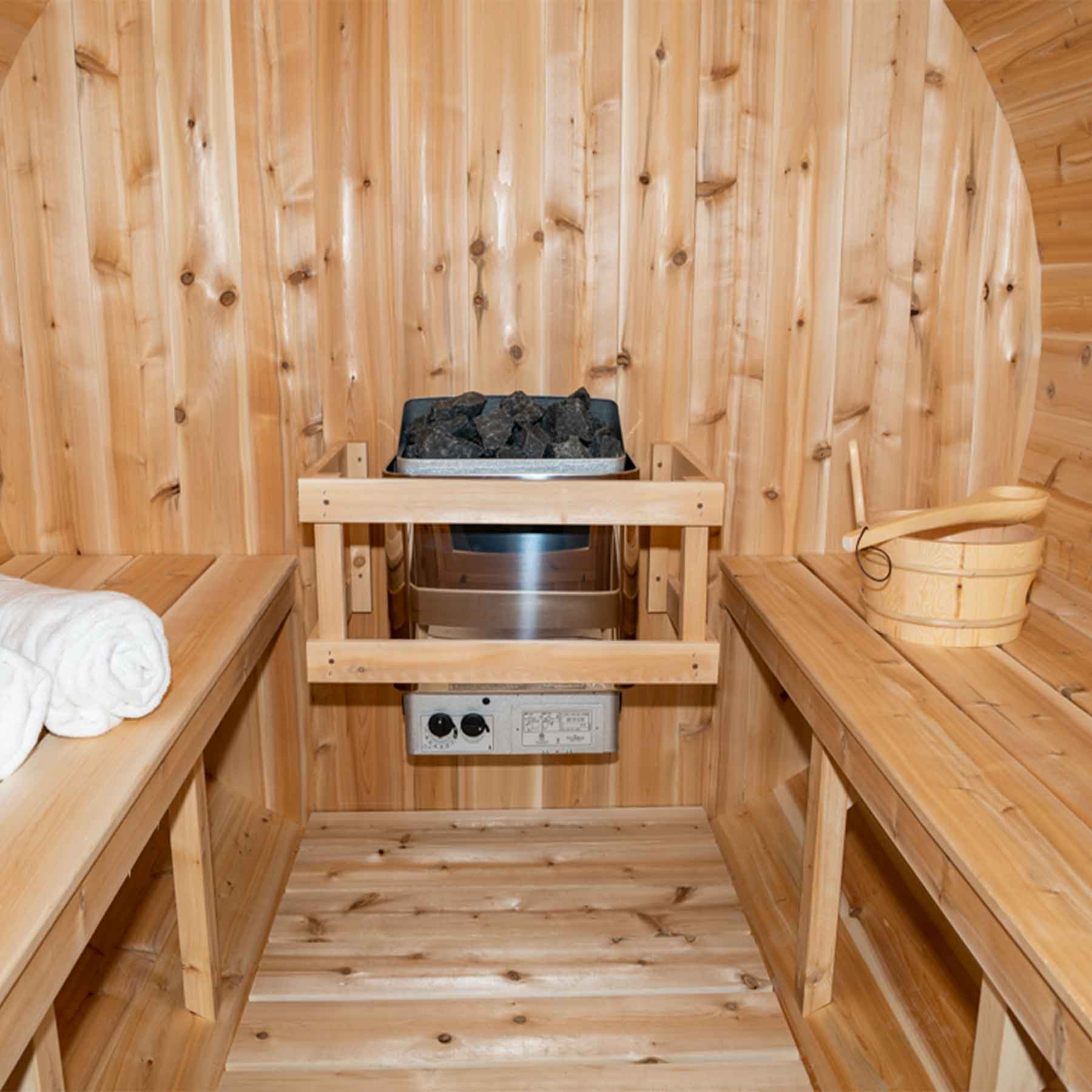 Dundalk CTC Harmony 4 Person 6 kW White Cedar Barrel Sauna - Image 7