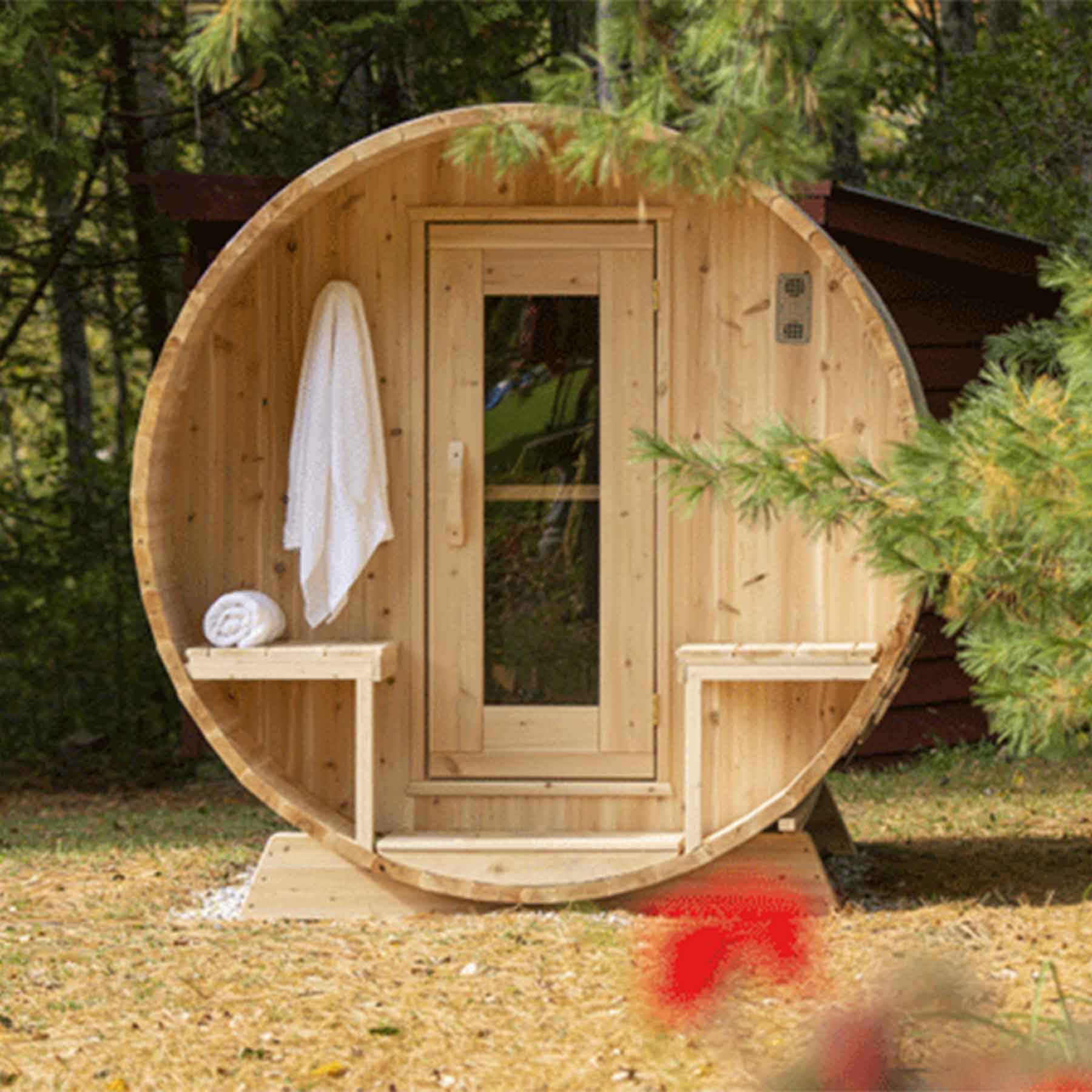 Dundalk CTC Serenity 4 Person 6 kW White Cedar Barrel Sauna - Image 14