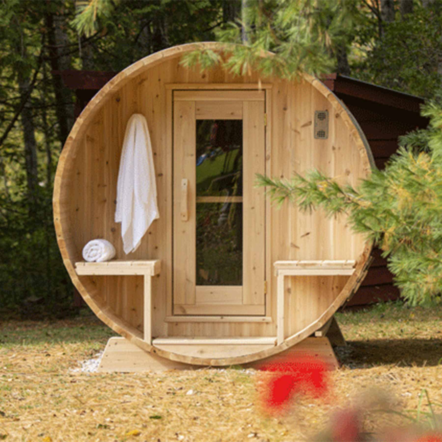 Dundalk CTC Serenity 4 Person 6 kW White Cedar Barrel Sauna - Image 19
