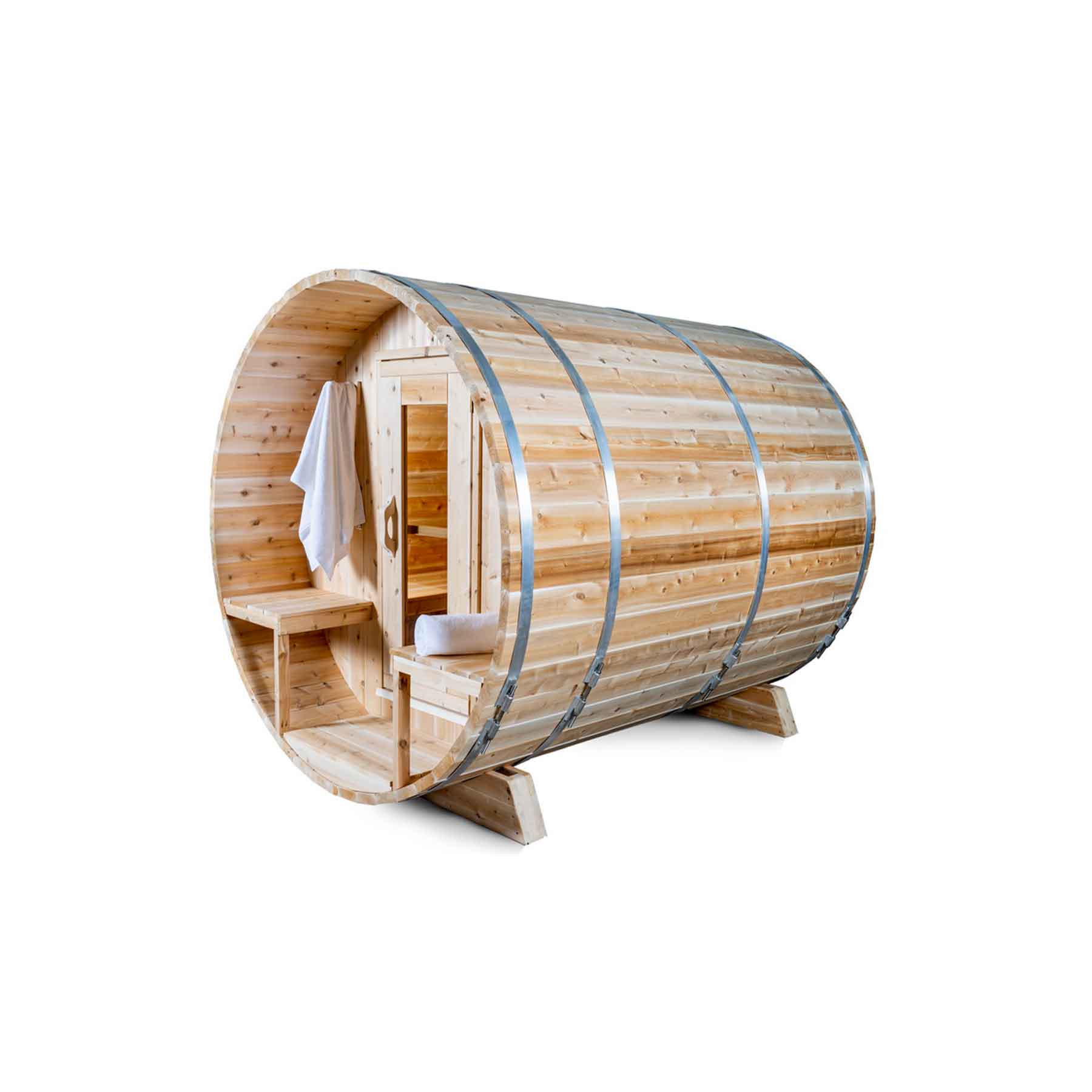 Dundalk CTC Serenity 4 Person 6 kW White Cedar Barrel Sauna - Image 3