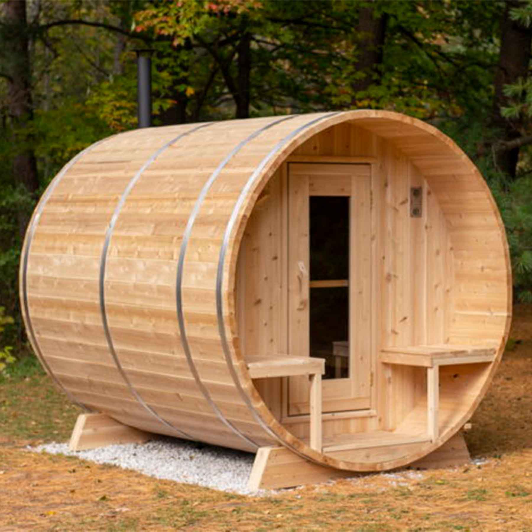 Dundalk CTC Serenity 4 Person 6 kW White Cedar Barrel Sauna - Image 4