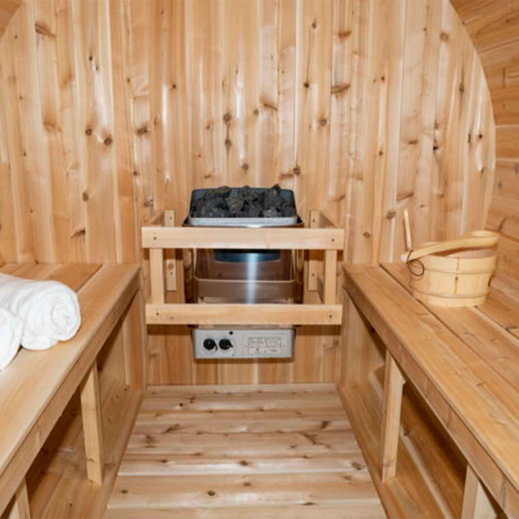 Dundalk CTC Serenity 4 Person 6 kW White Cedar Barrel Sauna - Image 6