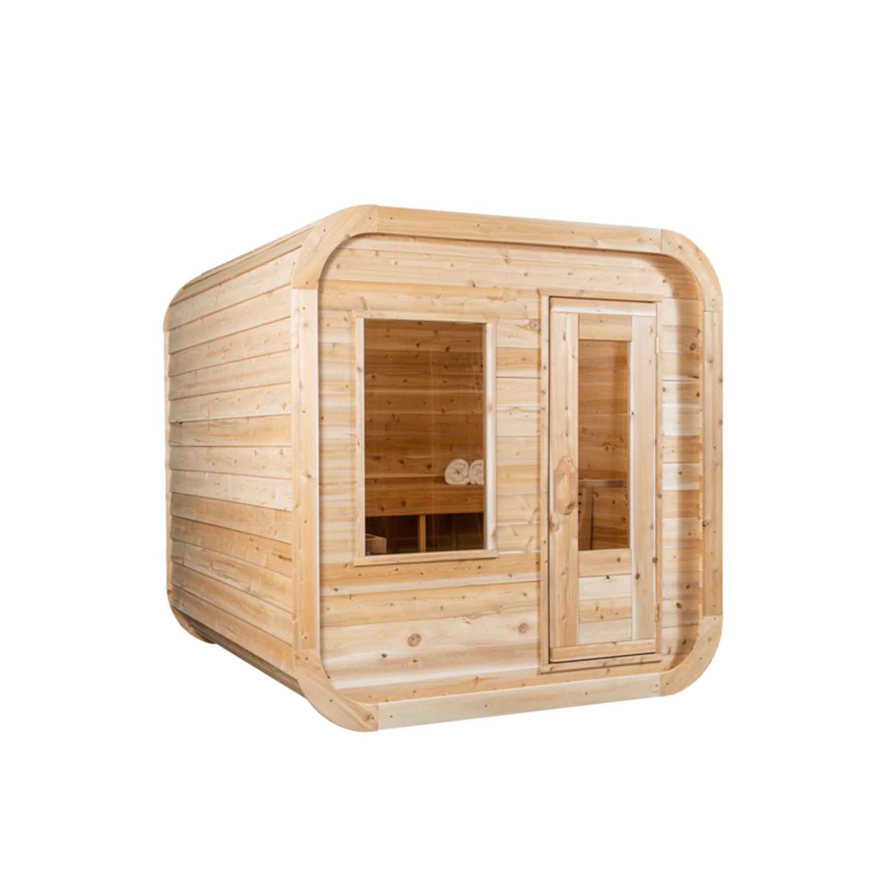 Dundalk CTC Luna 3 Person 6 kW White Cedar Barrel Sauna - Image 1