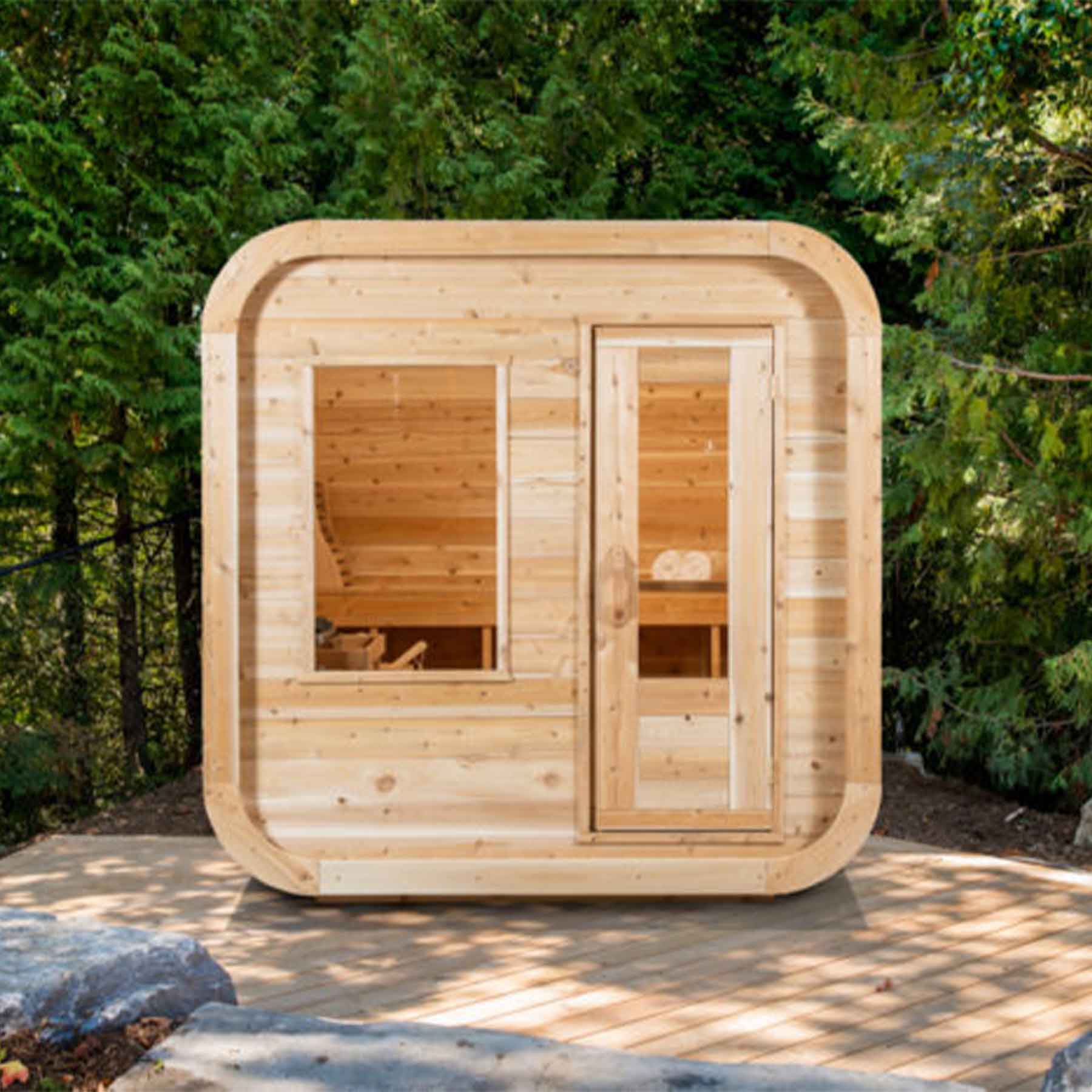Dundalk CTC Luna 3 Person 6 kW White Cedar Barrel Sauna - Image 4