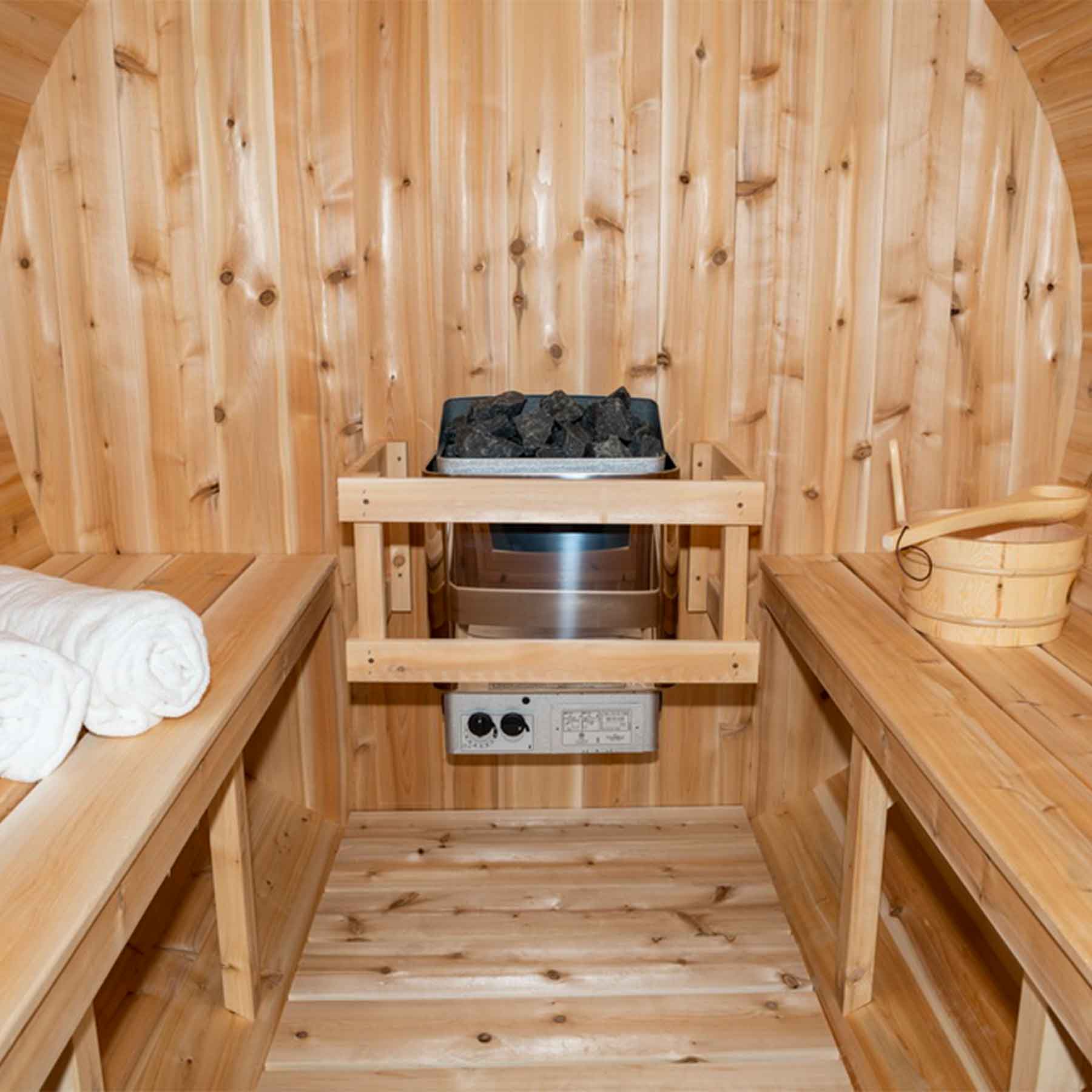 Dundalk CTC Tranquility 6 Person 6 kW White Cedar Barrel Sauna - Image 4