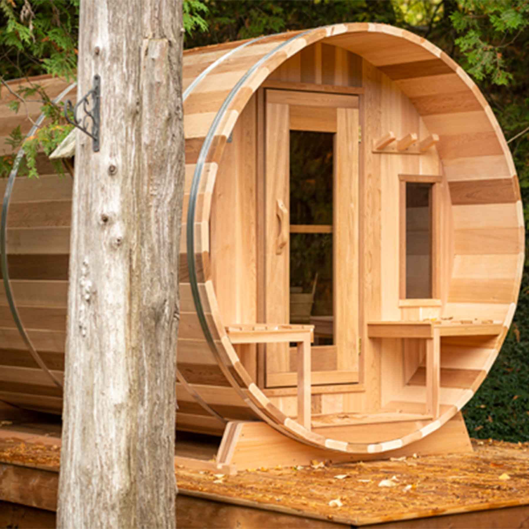 Dundalk CTC Tranquility 6 Person 6 kW White Cedar Barrel Sauna - Image 7