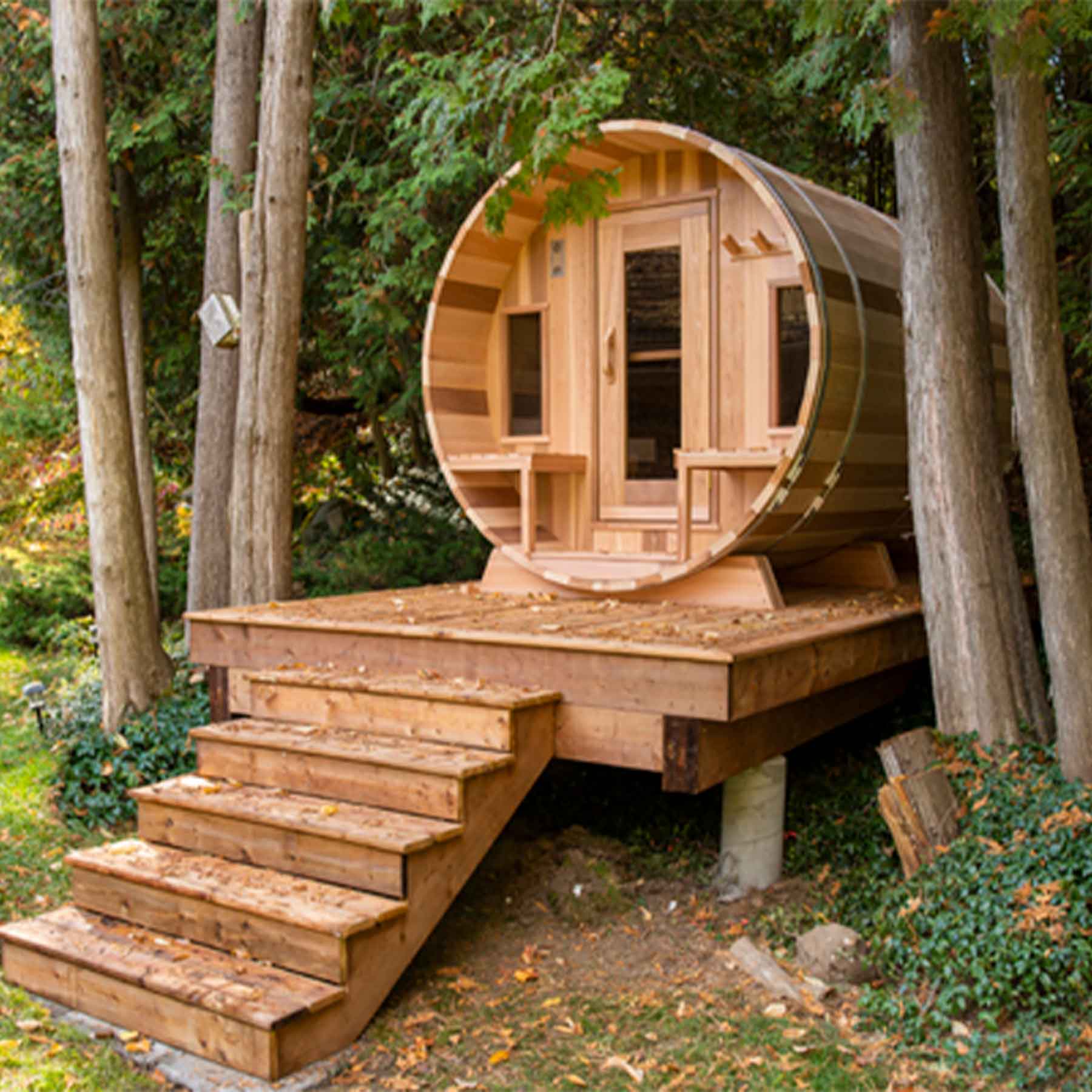 Dundalk CTC Tranquility 6 Person 6 kW White Cedar Barrel Sauna - Image 8