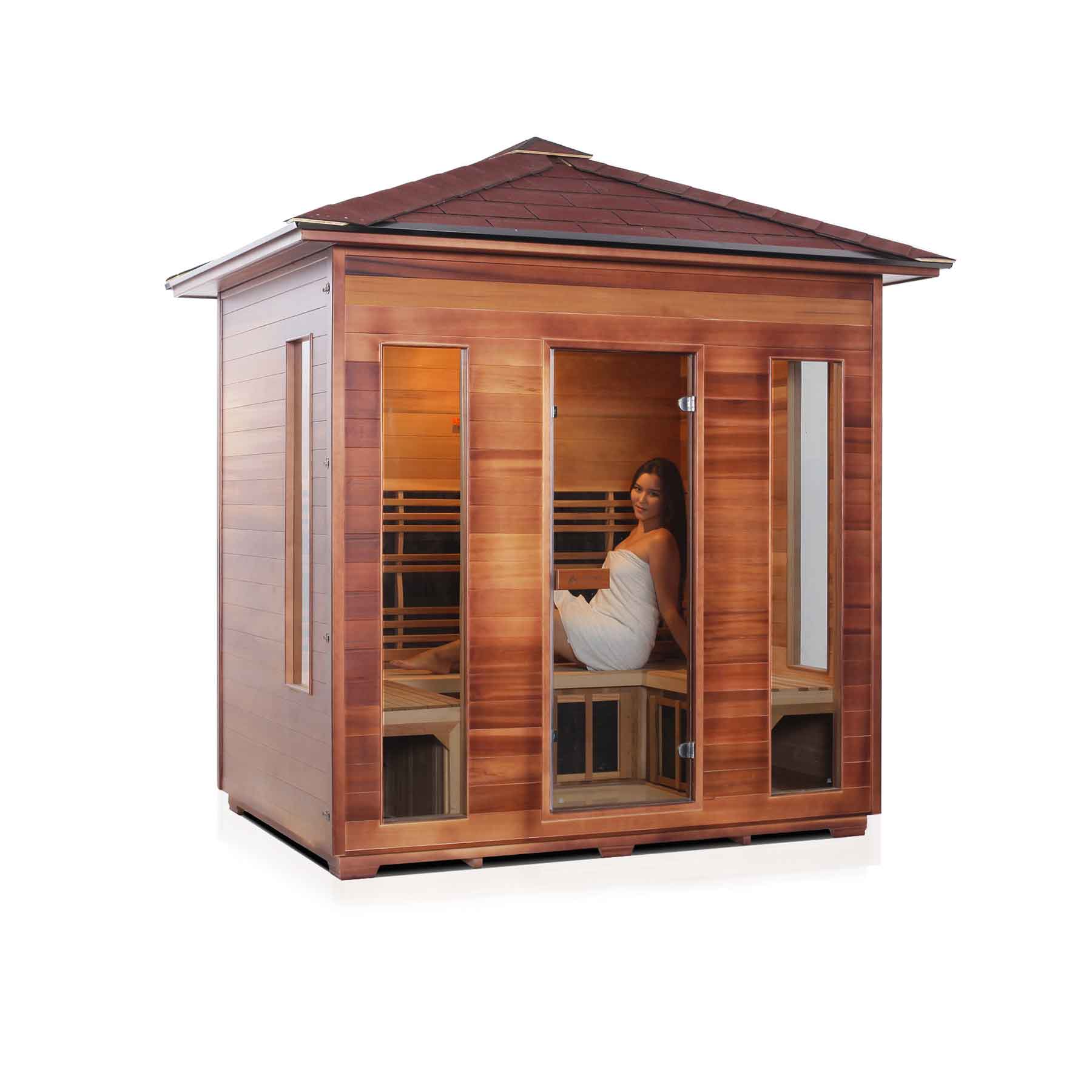 Enlighten Rustic 5 Person  Low EMF Outdoor Infrared Sauna - Image 5