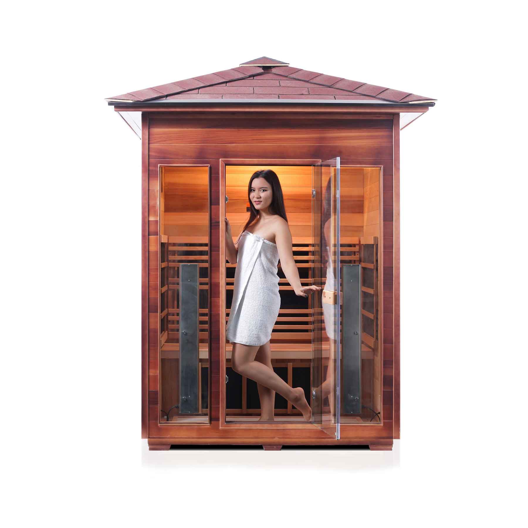 Enlighten Rustic 3 Person Full Spectrum Outdoor Infrared Sauna - Image 5