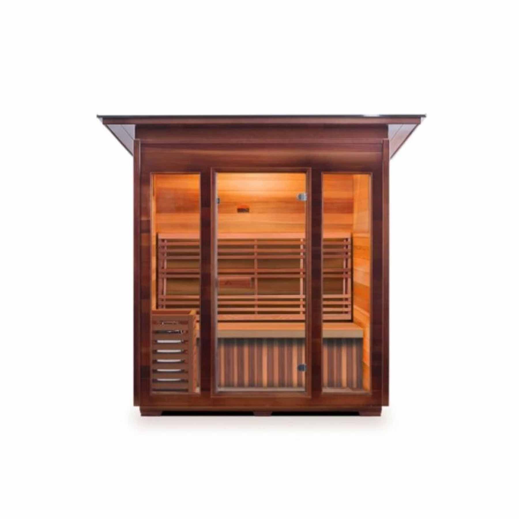 Enlighten SunRise 4 Person Cedar Indoor Dry Traditional Sauna - Image 1
