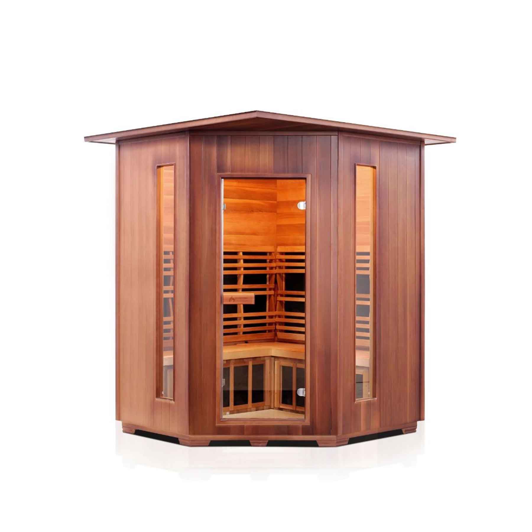 Enlighten SunRise 4C Cedar Corner Indoor Dry Traditional Sauna - Image 1