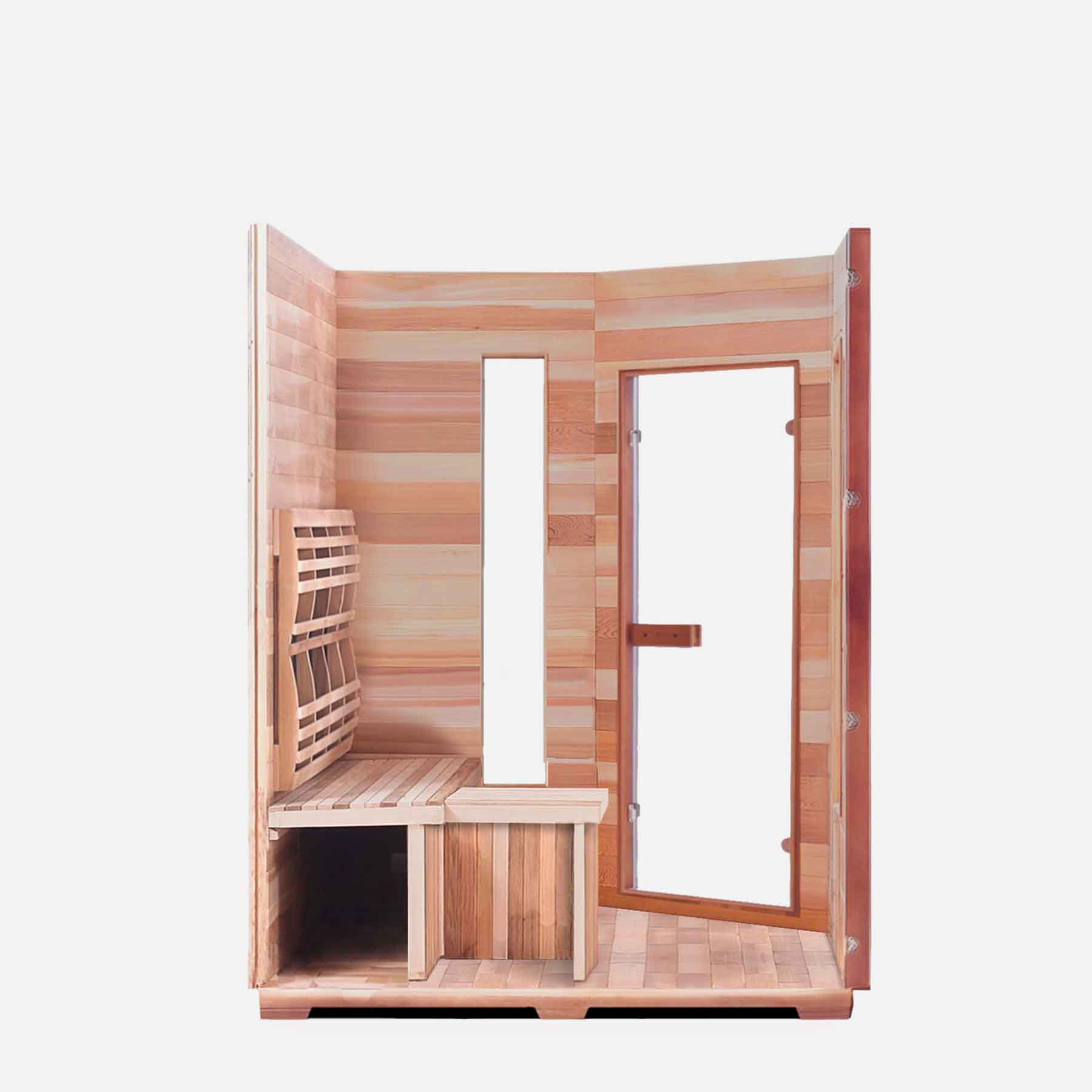 Enlighten SunRise 4C Space-saving Corner Outdoor Dry Traditional Sauna - Image 3