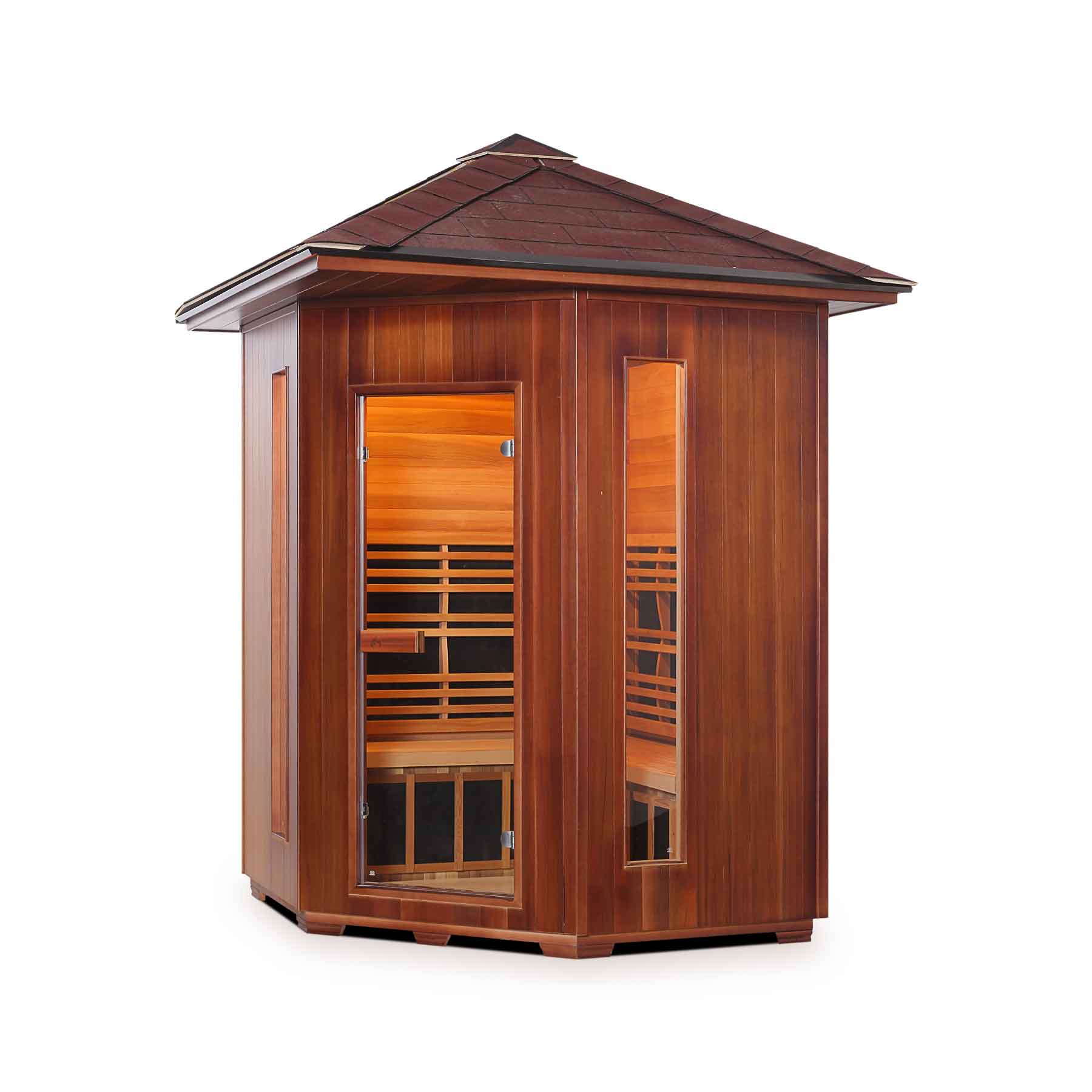 Enlighten Diamond 4C 9 Heaters Duet Corner Outdoor Hybrid Sauna - Image 1