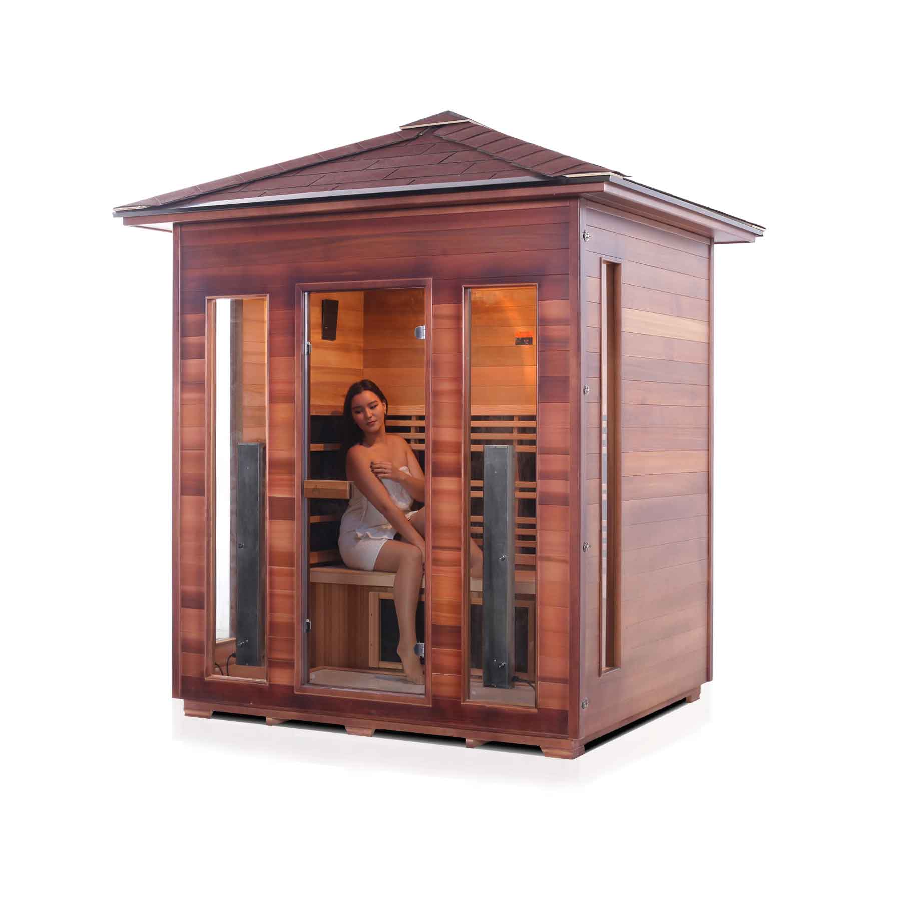 Enlighten Diamond 4 Person 11 Heaters Outdoor Hybrid Sauna - Image 5