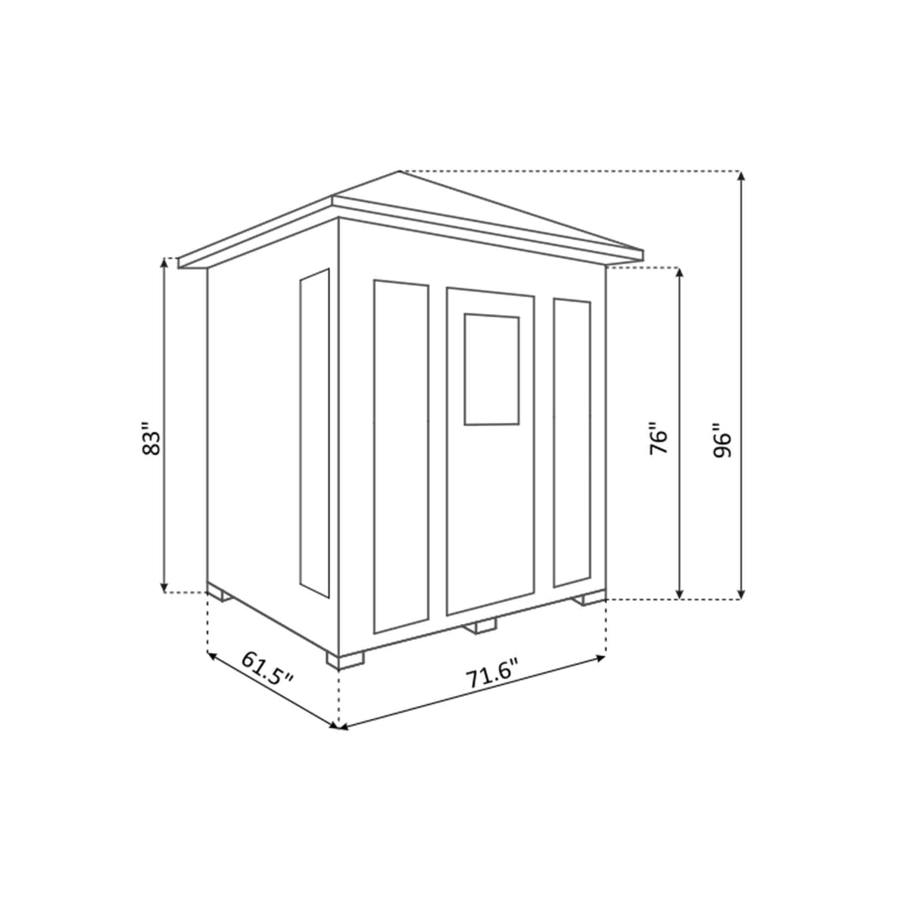 Enlighten Diamond 4 Person 11 Heaters Outdoor Hybrid Sauna - Image 6
