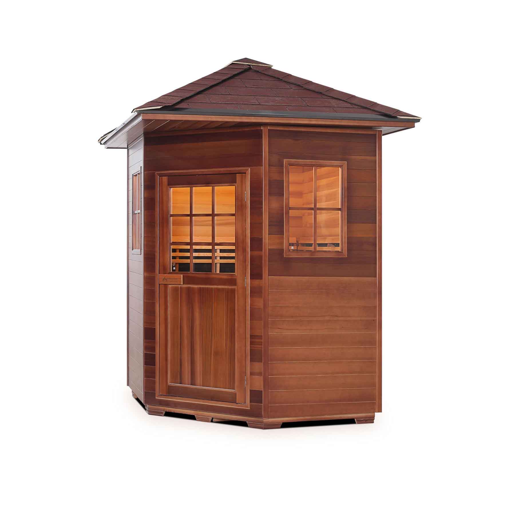 Enlighten Sapphire 4C 9 Heaters Duet Corner Outdoor Hybrid Sauna - Image 1
