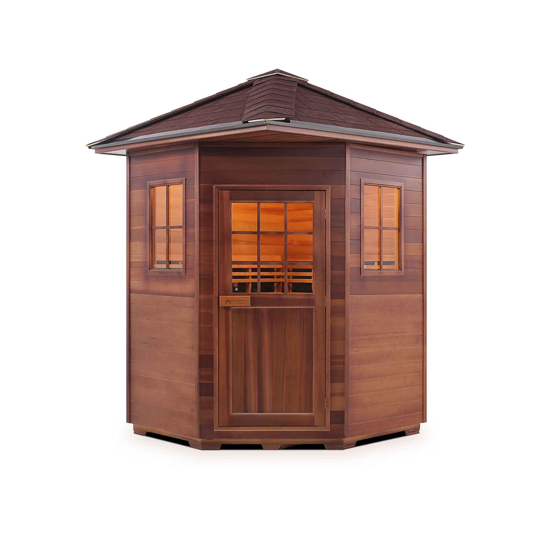 Enlighten Sapphire 4C 9 Heaters Duet Corner Outdoor Hybrid Sauna - Image 2