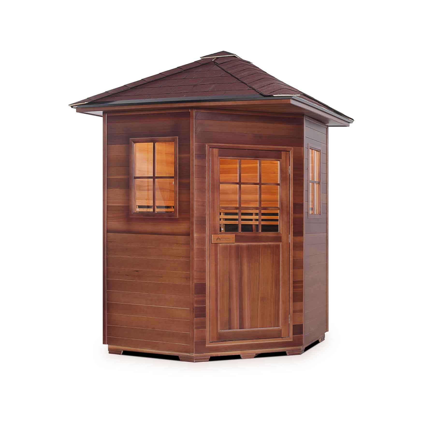 Enlighten Sapphire 4C 9 Heaters Duet Corner Outdoor Hybrid Sauna - Image 3