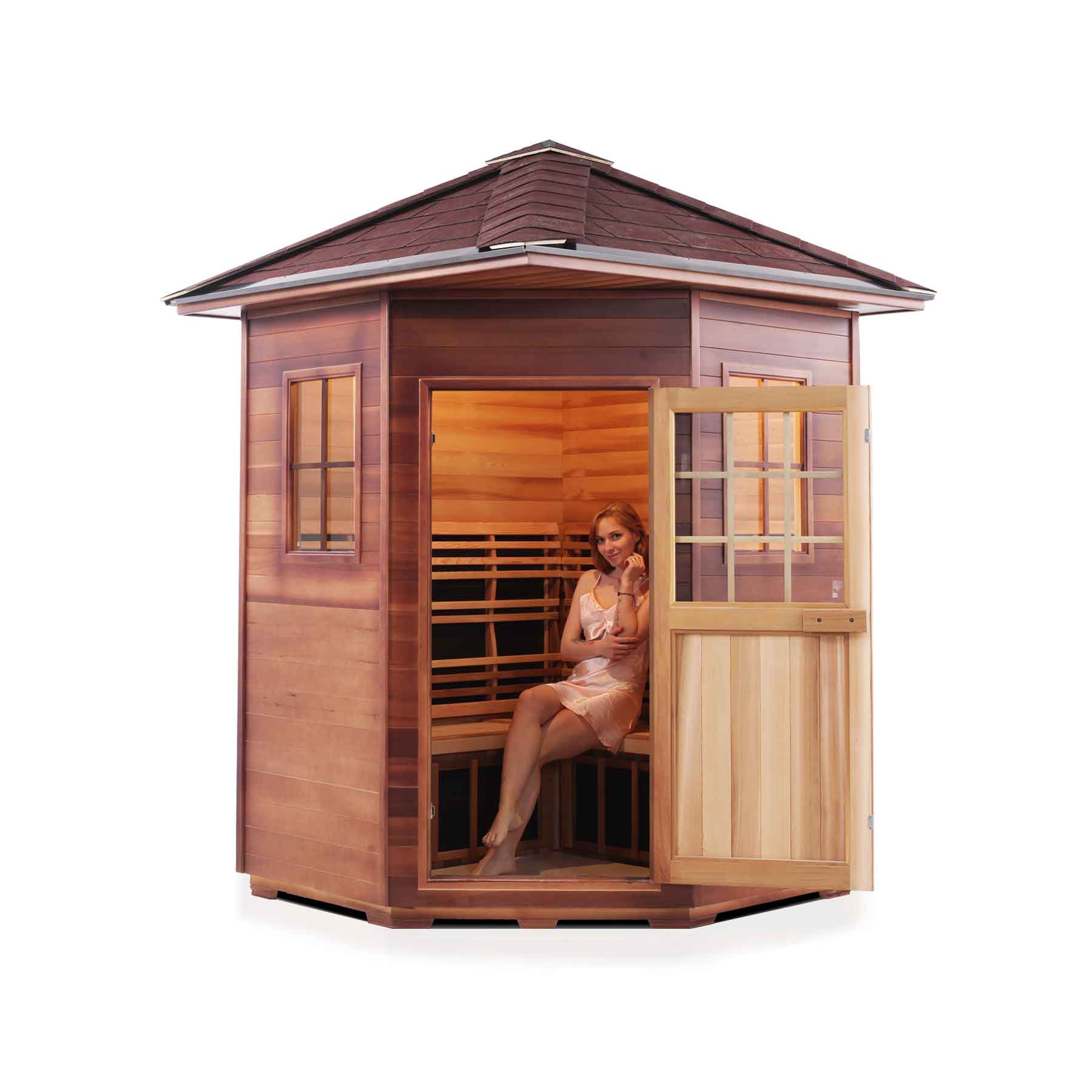 Enlighten Sapphire 4C 9 Heaters Duet Corner Outdoor Hybrid Sauna - Image 4
