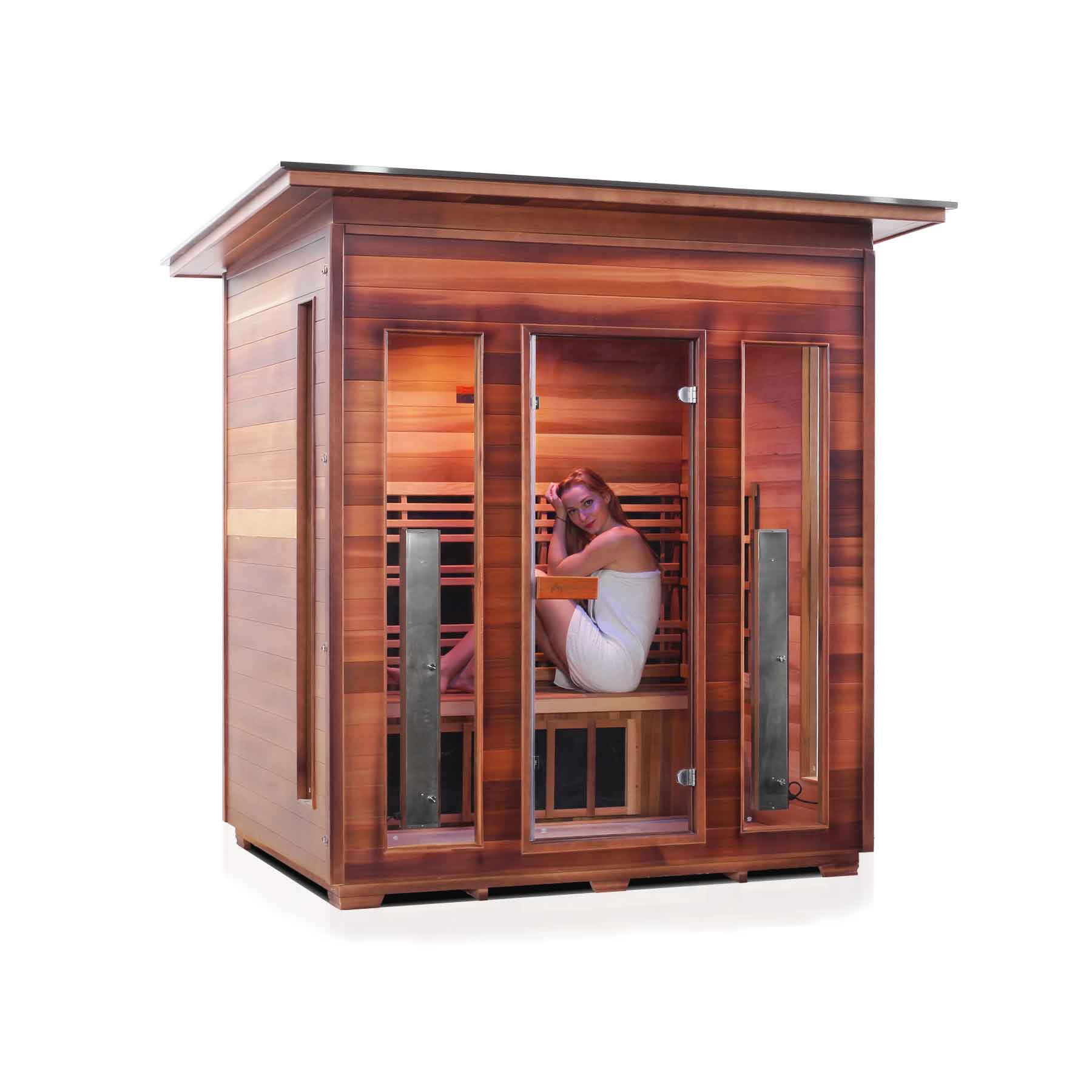Enlighten Diamond 4 Person 11 Heaters Outdoor Hybrid Sauna - Image 4