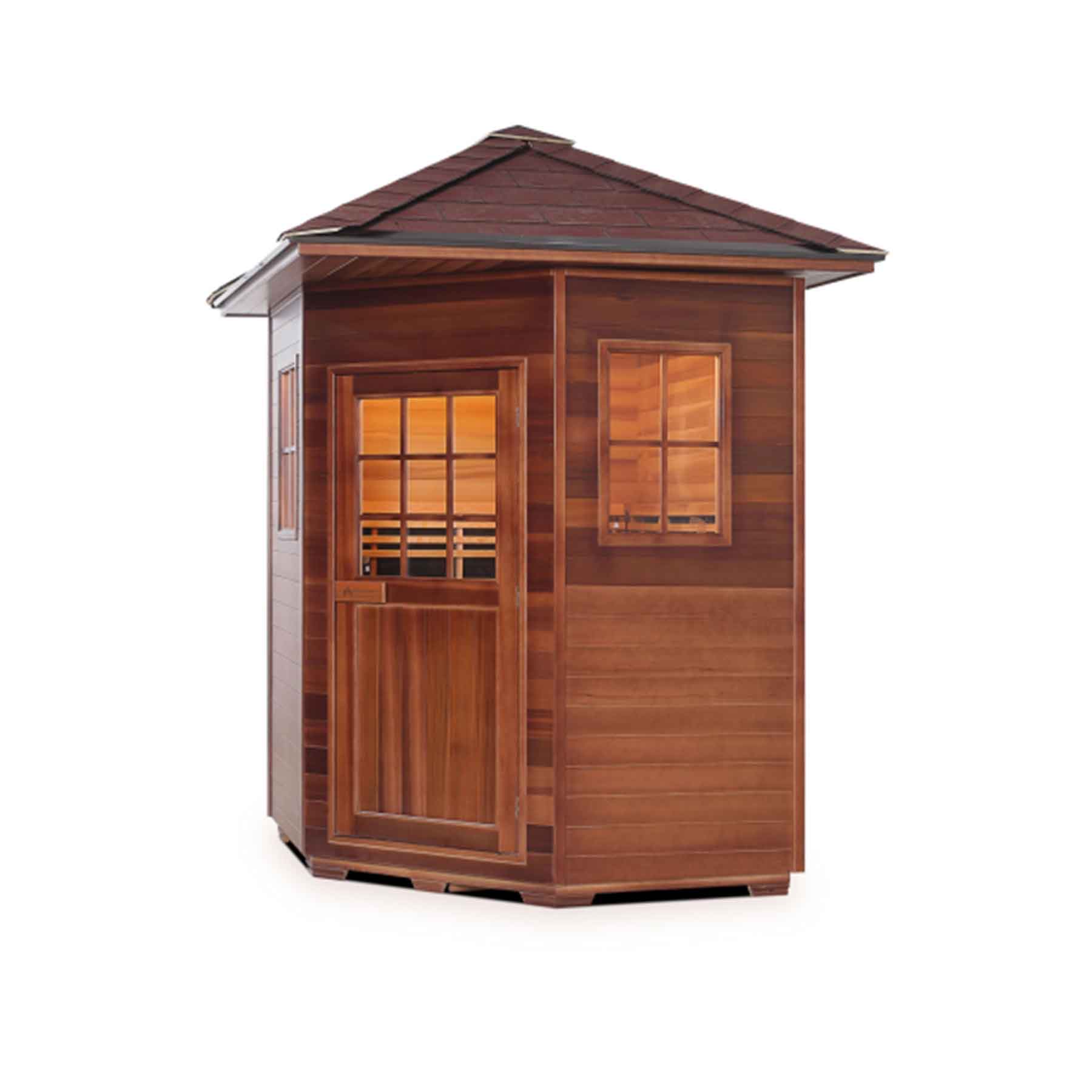 Enlighten Sierra 4C Space-saving Corner Low EMF Outdoor Infrared Sauna