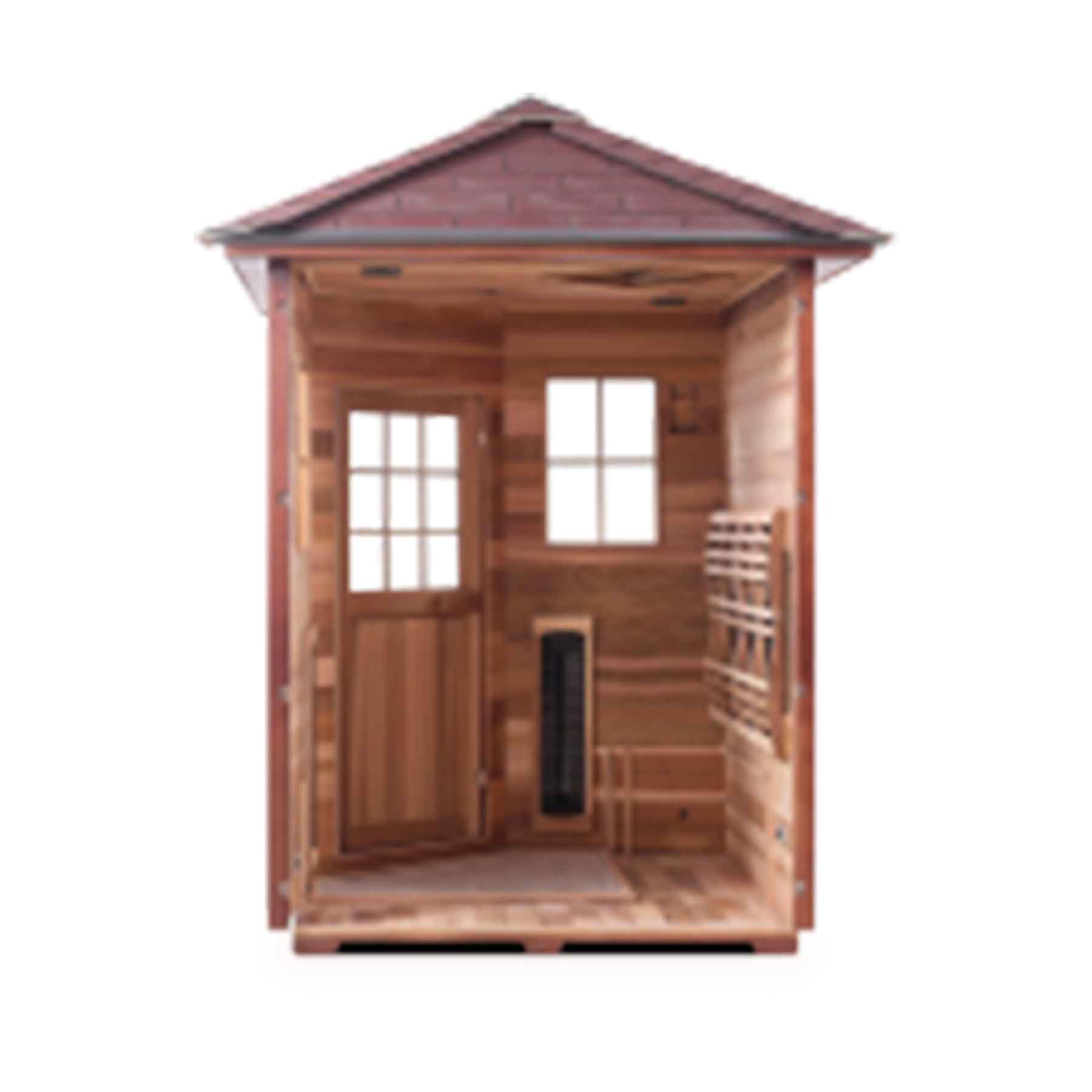 Enlighten Sierra 4C Space-saving Corner Low EMF Outdoor Infrared Sauna - Image 6