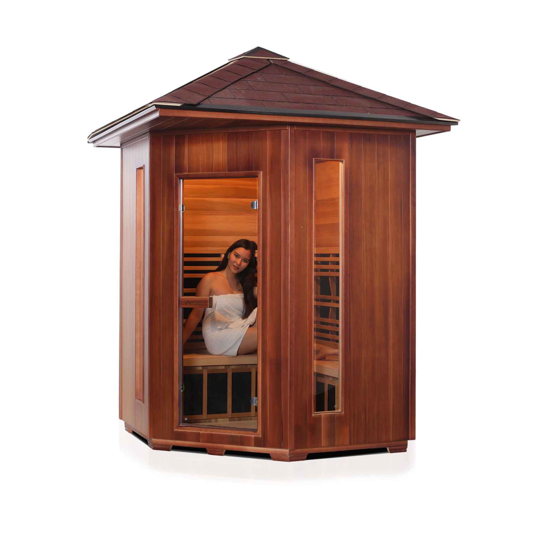 Enlighten Rustic 4C Full Spectrum Low EMF Outdoor Infrared Sauna - Image 6