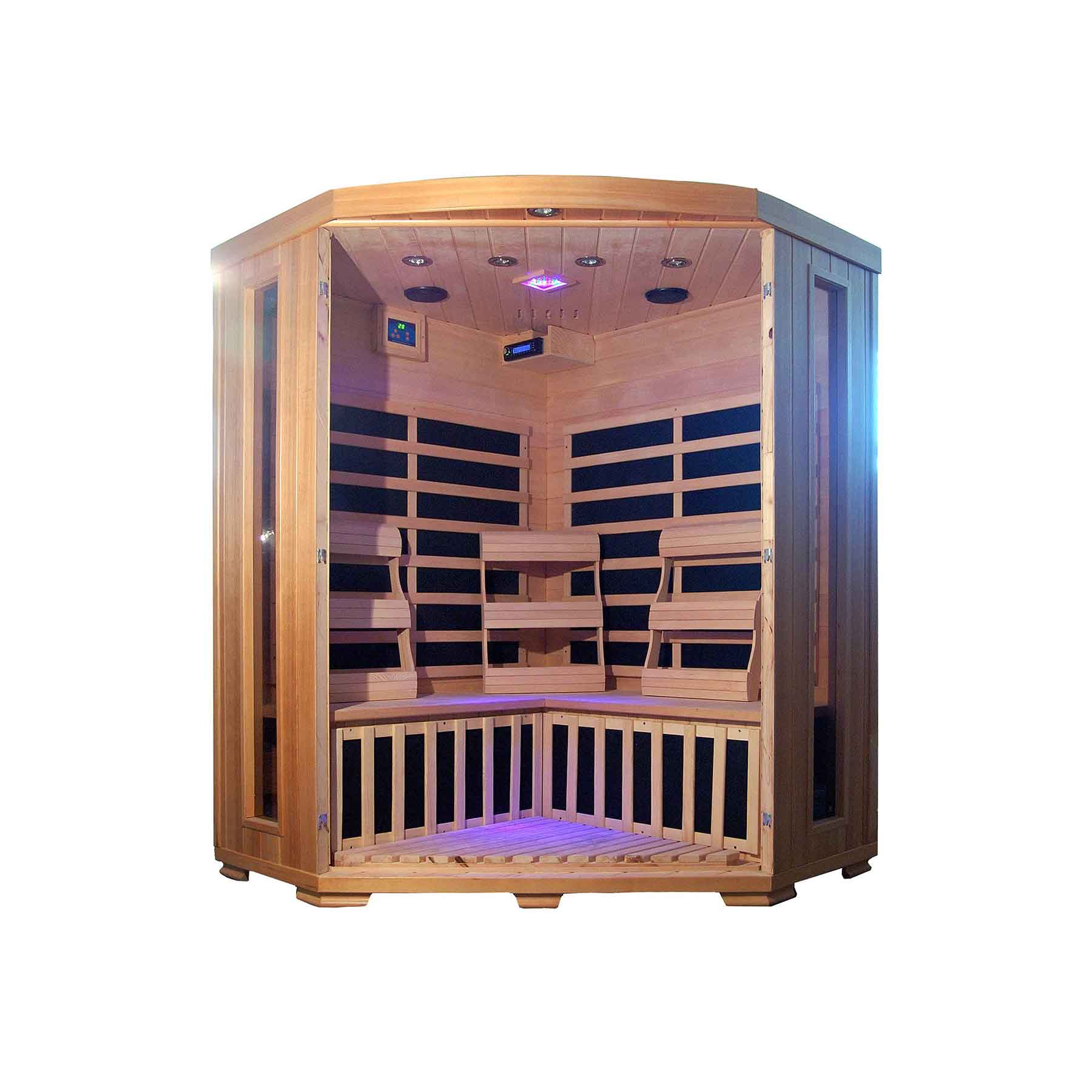 HeatWave Santa Fe 3 Person 7 Carbon Corner Indoor Infrared Sauna - Image 2
