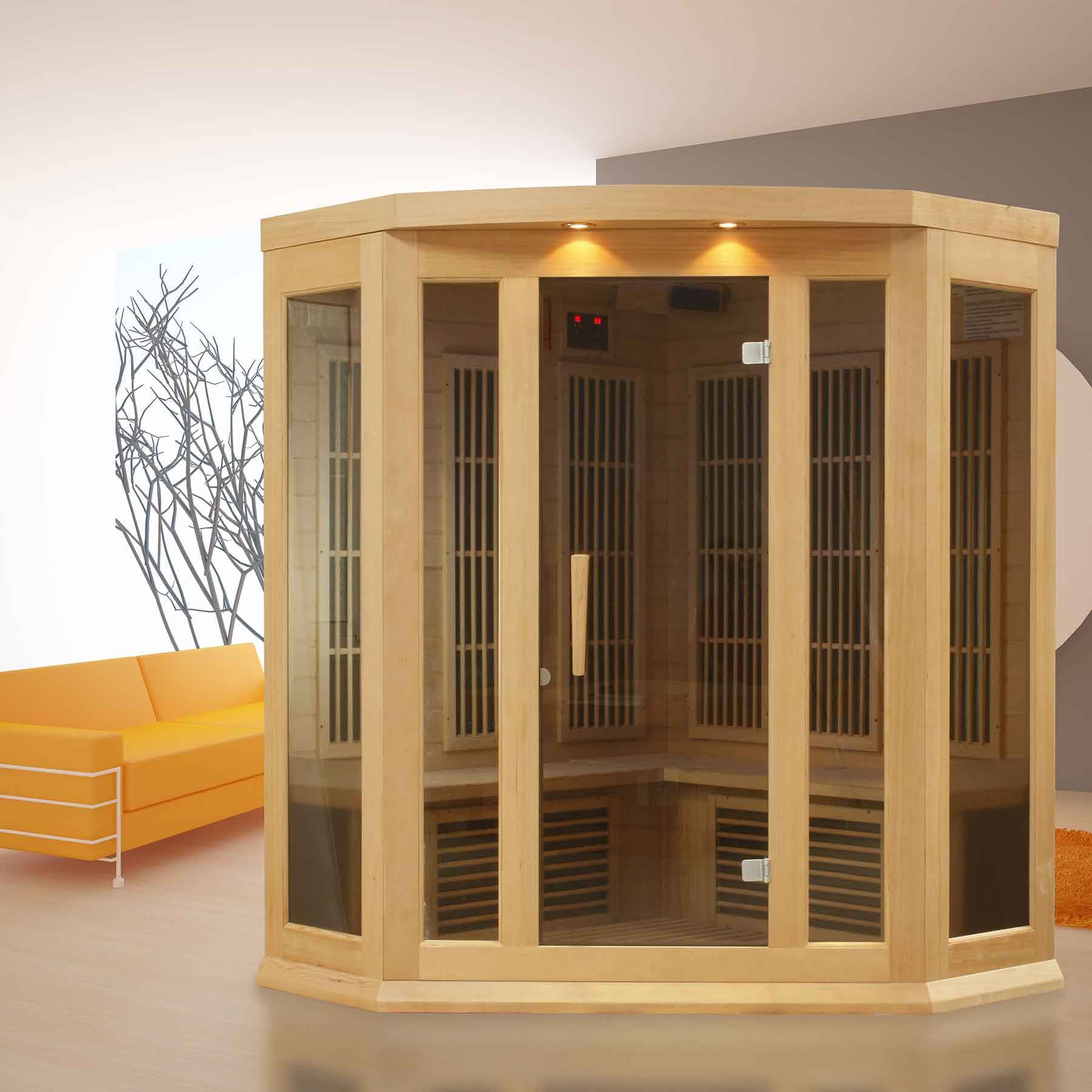 Maxxus 3 Person 9 Panels Low EMF Corner Indoor FAR Infrared Sauna - Image 9