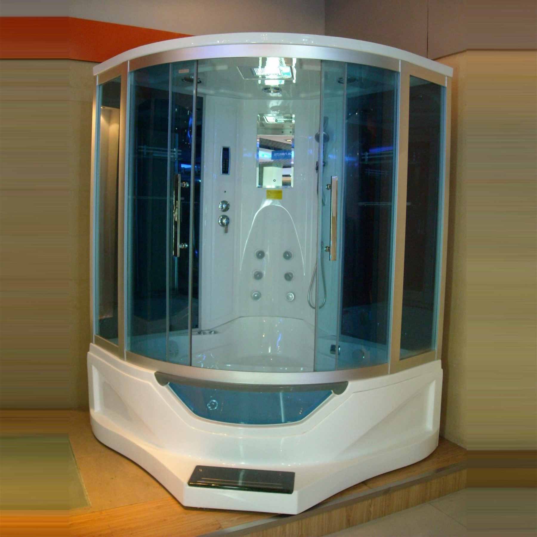 Mesa WS-702A 61L x 61W x 89H Jetted Tub Blue Glass Steam Shower - Image 5