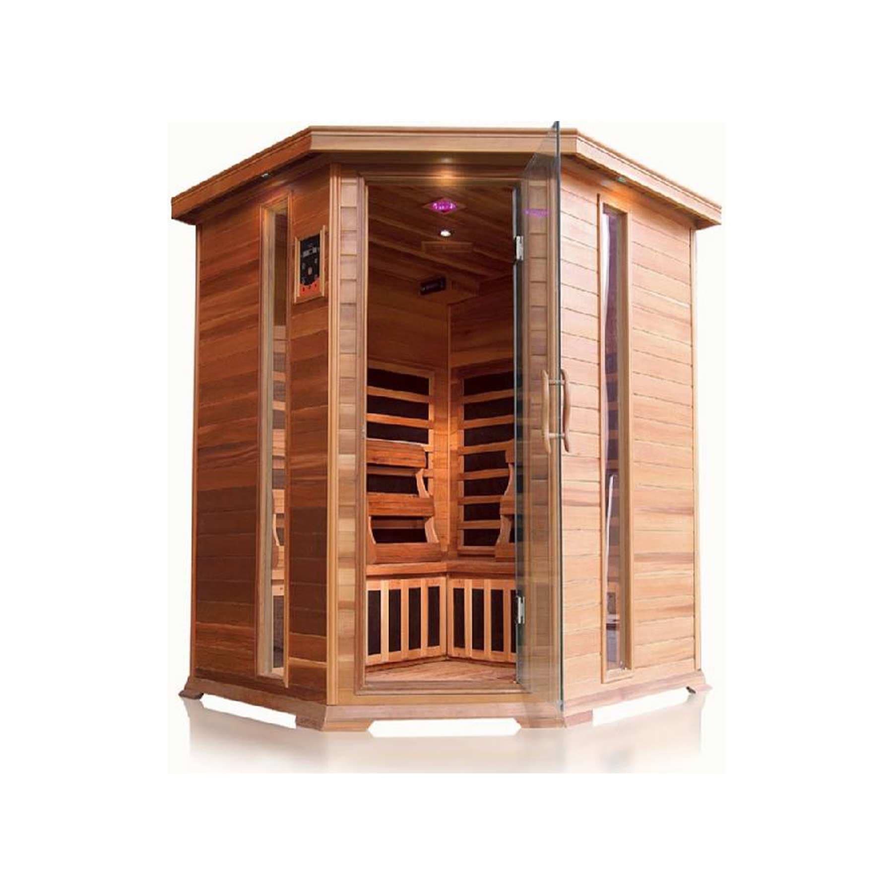 Sunray Bristol 4 Person Nano Cedar Corner Indoor Infrared Sauna - Image 7