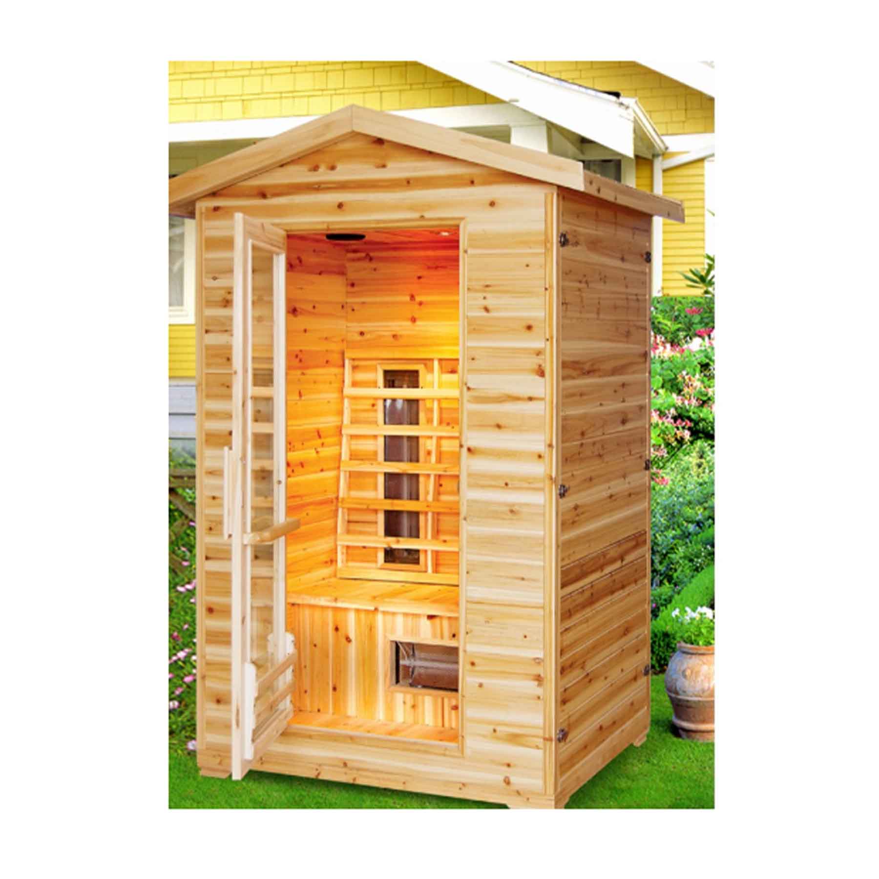 Sunray Burlington 2 Person 5 Heaters Hemlock Outdoor Infrared Sauna - Image 5