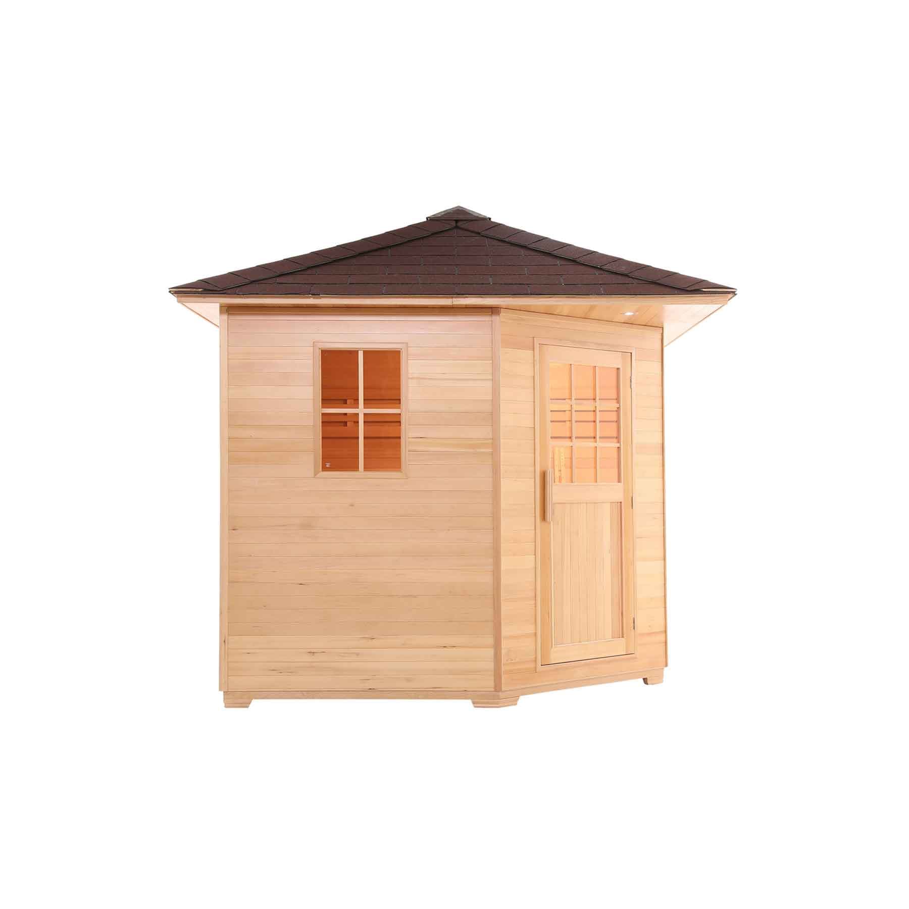 Aleko 8 Person 9 kW Hemlock Wet Dry Outdoor Traditional Sauna - Image 2