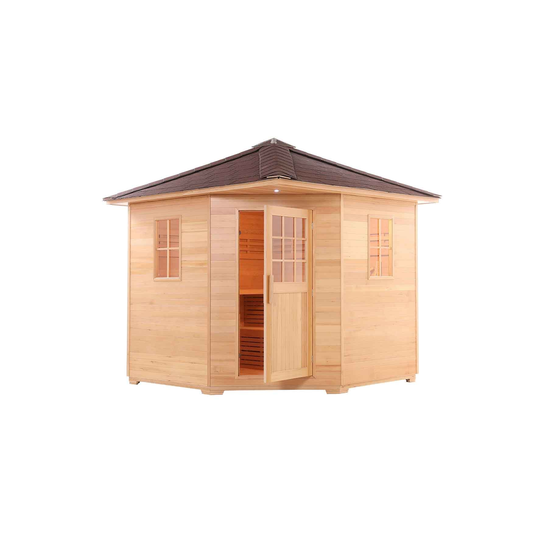 Aleko 8 Person 9 kW Hemlock Wet Dry Outdoor Traditional Sauna - Image 4