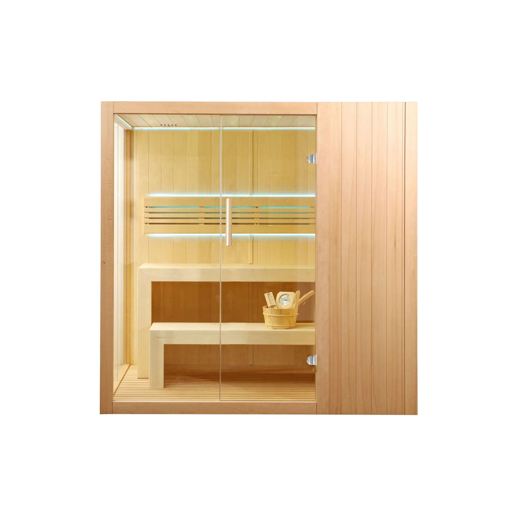 Aleko 4 Person 4.5 kW Hemlock Wet Dry Indoor Traditional Sauna - Image 2