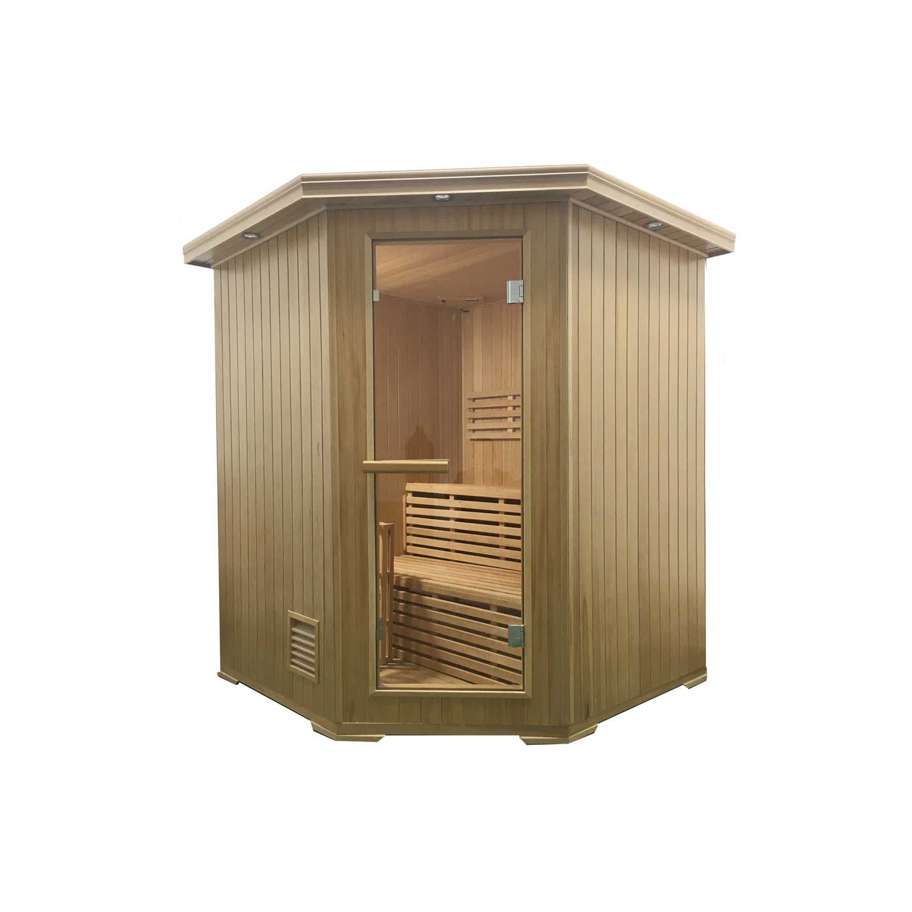 Aleko 4 Person 4.5 kW Hemlock Wet Dry Indoor Traditional Sauna - Image 1