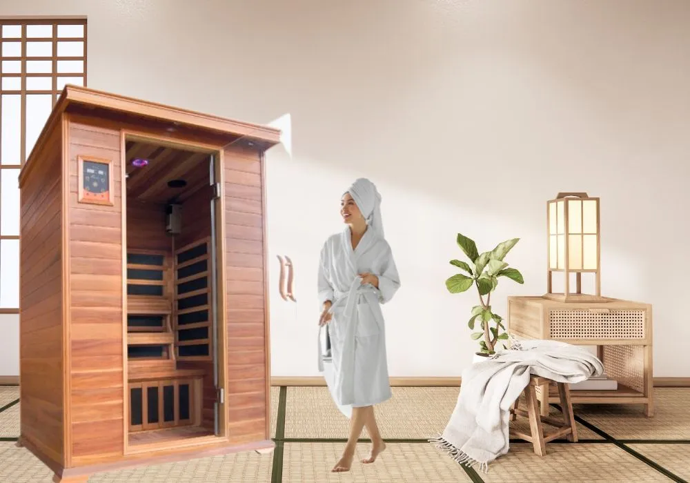 Sunray Sierra 2 Person Nano Cedar Indoor Infrared Sauna-Lifestyle 1