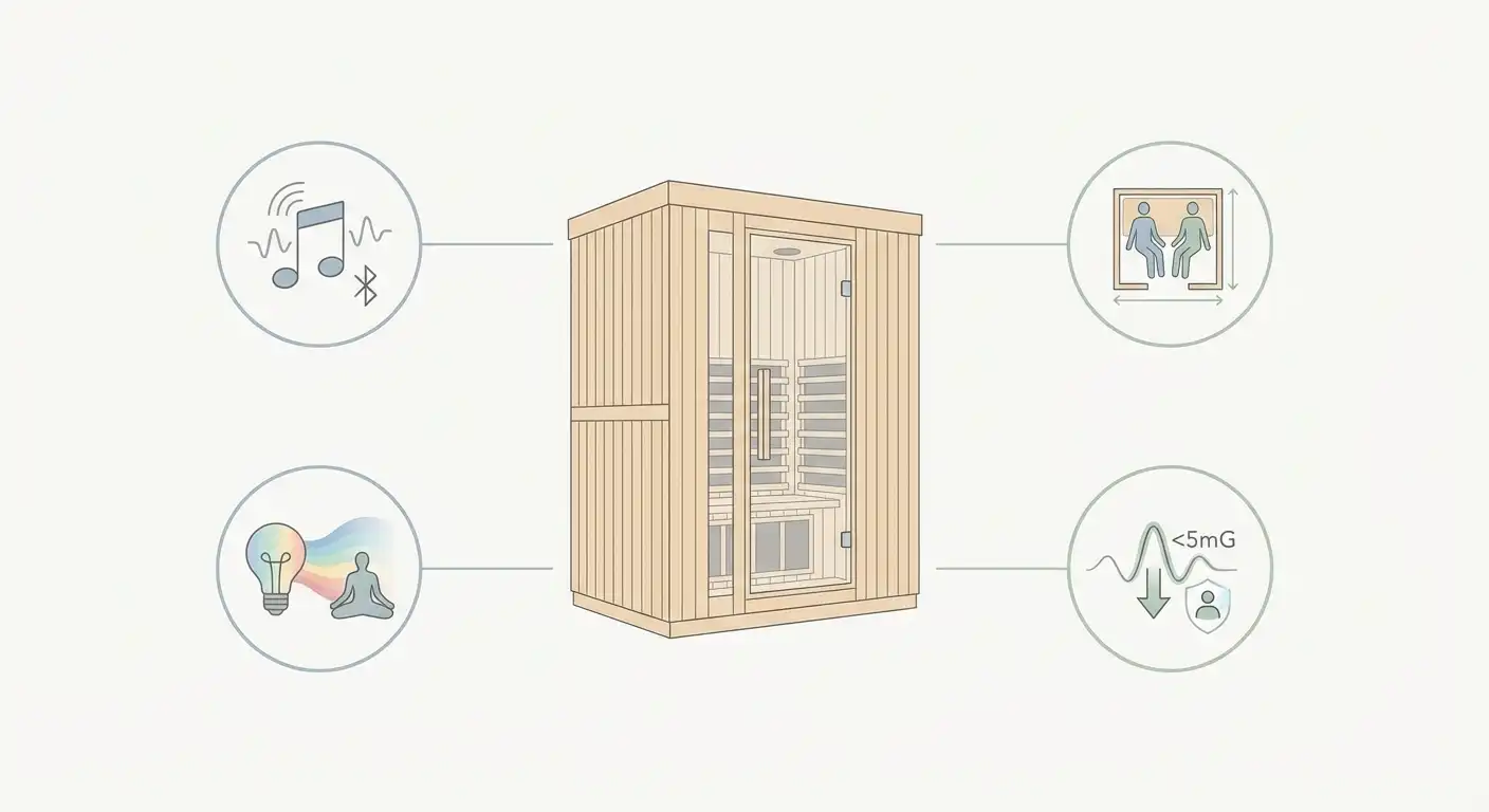 Dynamic Cordoba 2 Person Low EMF Hemlock Indoor Infrared Sauna - Product overview