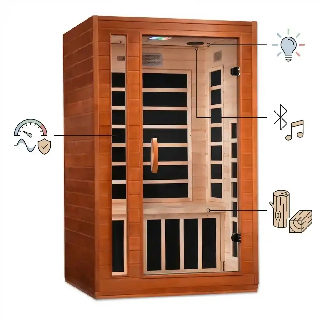 Dynamic Cordoba Elite 2 Person Ultra Low EMF FAR Infrared Indoor Infrared Sauna - Product overview