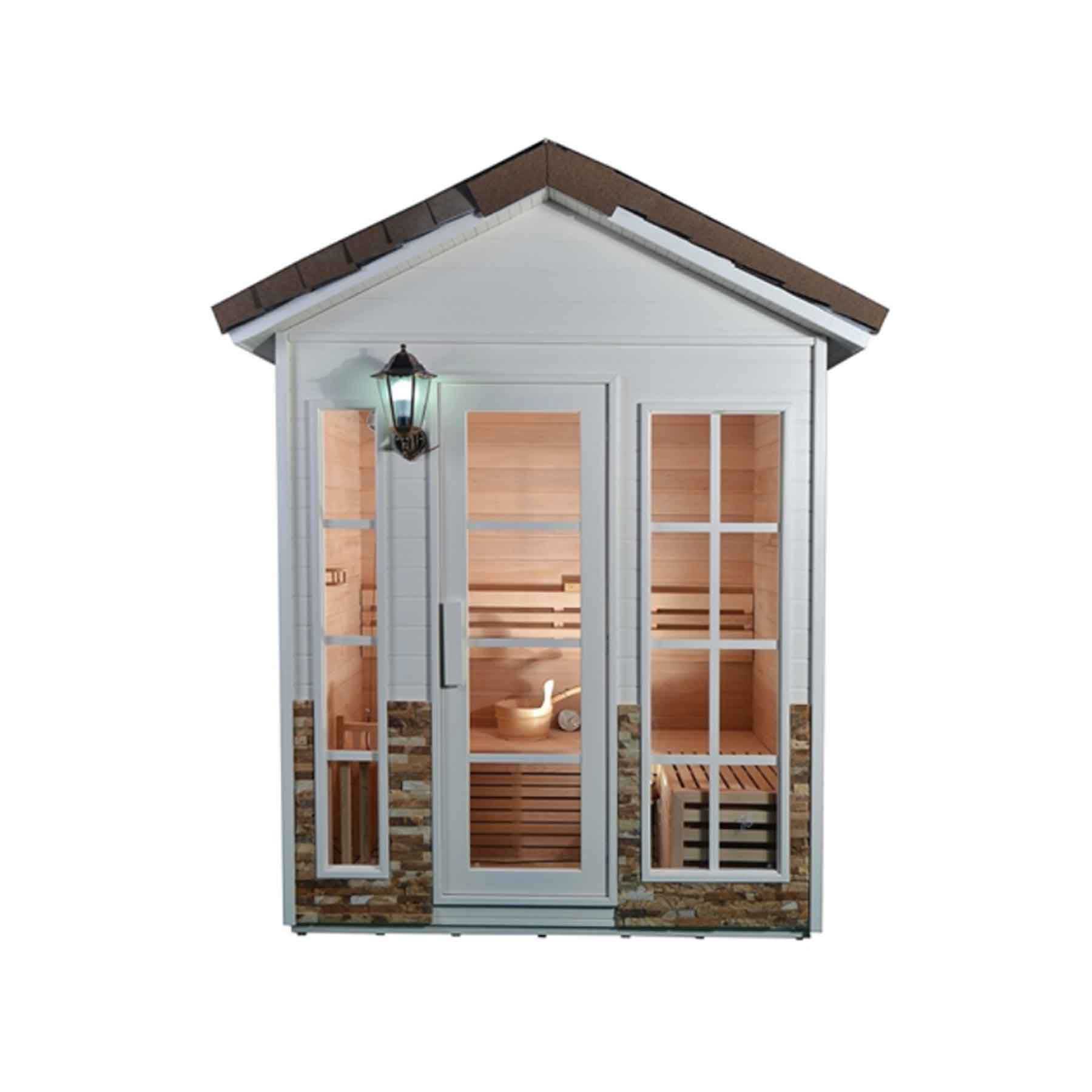 Aleko 4 Person 4.5 kW Cedar Wet Dry Outdoor Traditional Sauna