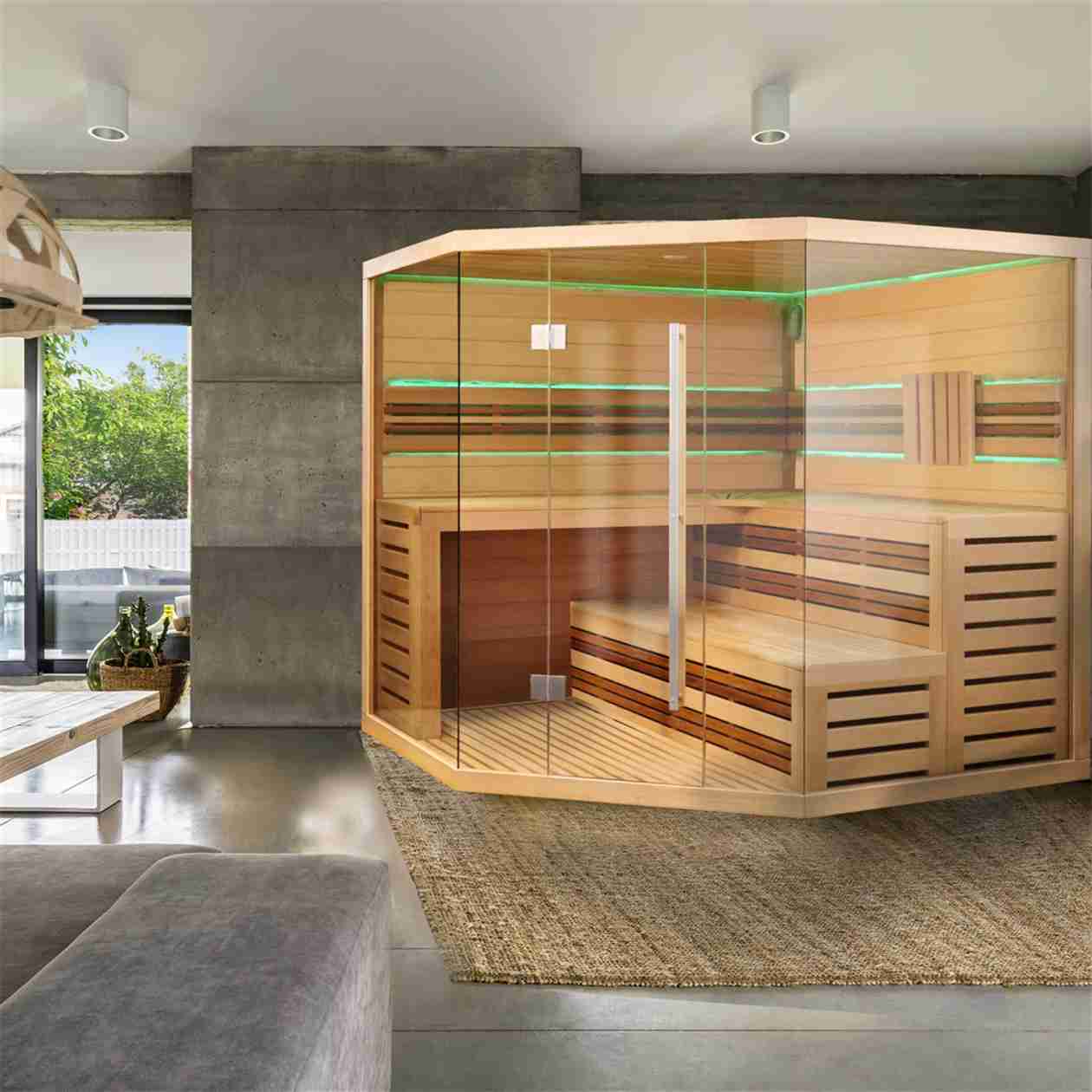 Aleko 6 Person 6 kW Hemlock Wet Dry Indoor Traditional Sauna - Image 6