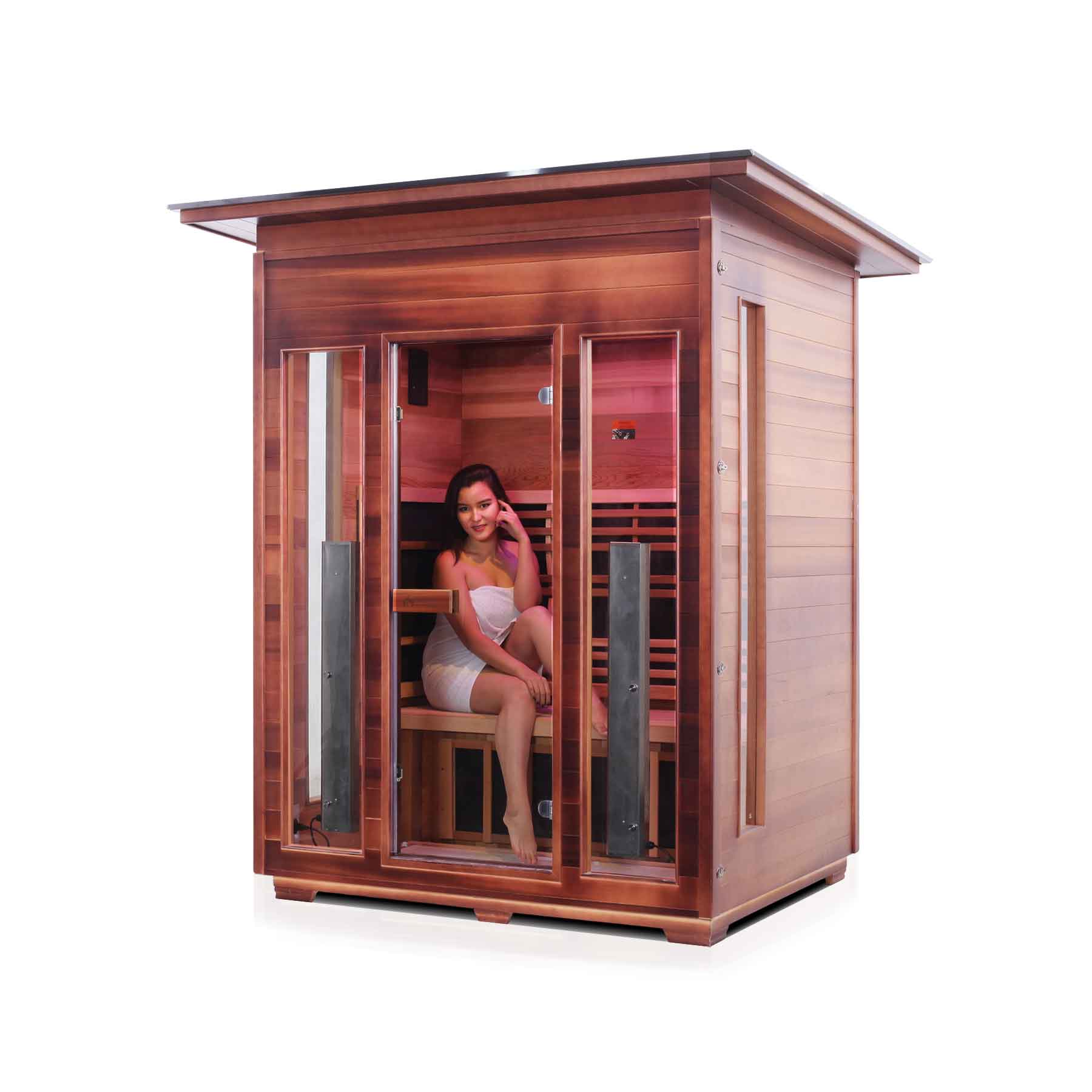 Enlighten Rustic 3 Person  Low EMF Outdoor Infrared Sauna - Image 4