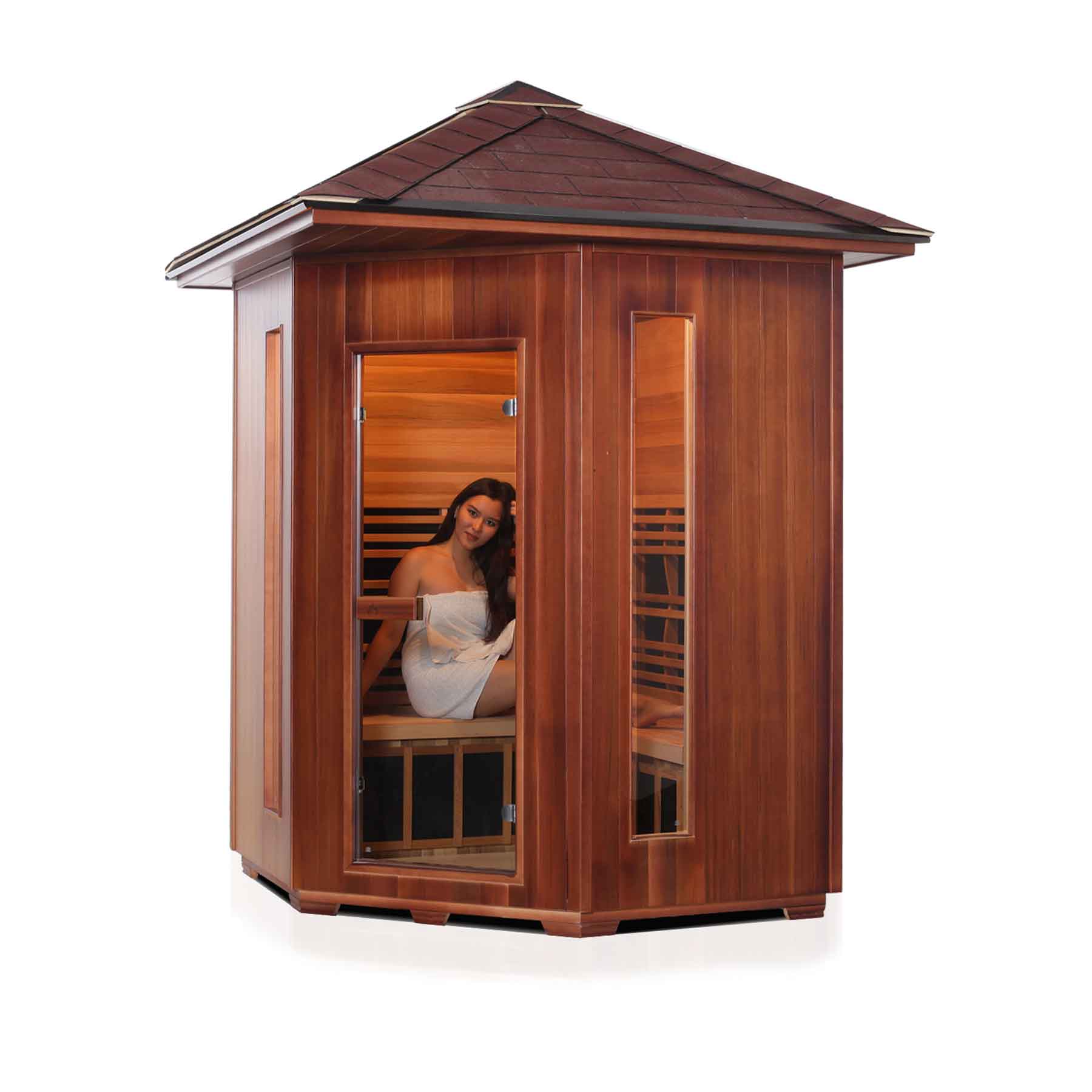 Enlighten Diamond 4C 9 Heaters Duet Corner Outdoor Hybrid Sauna - Image 4