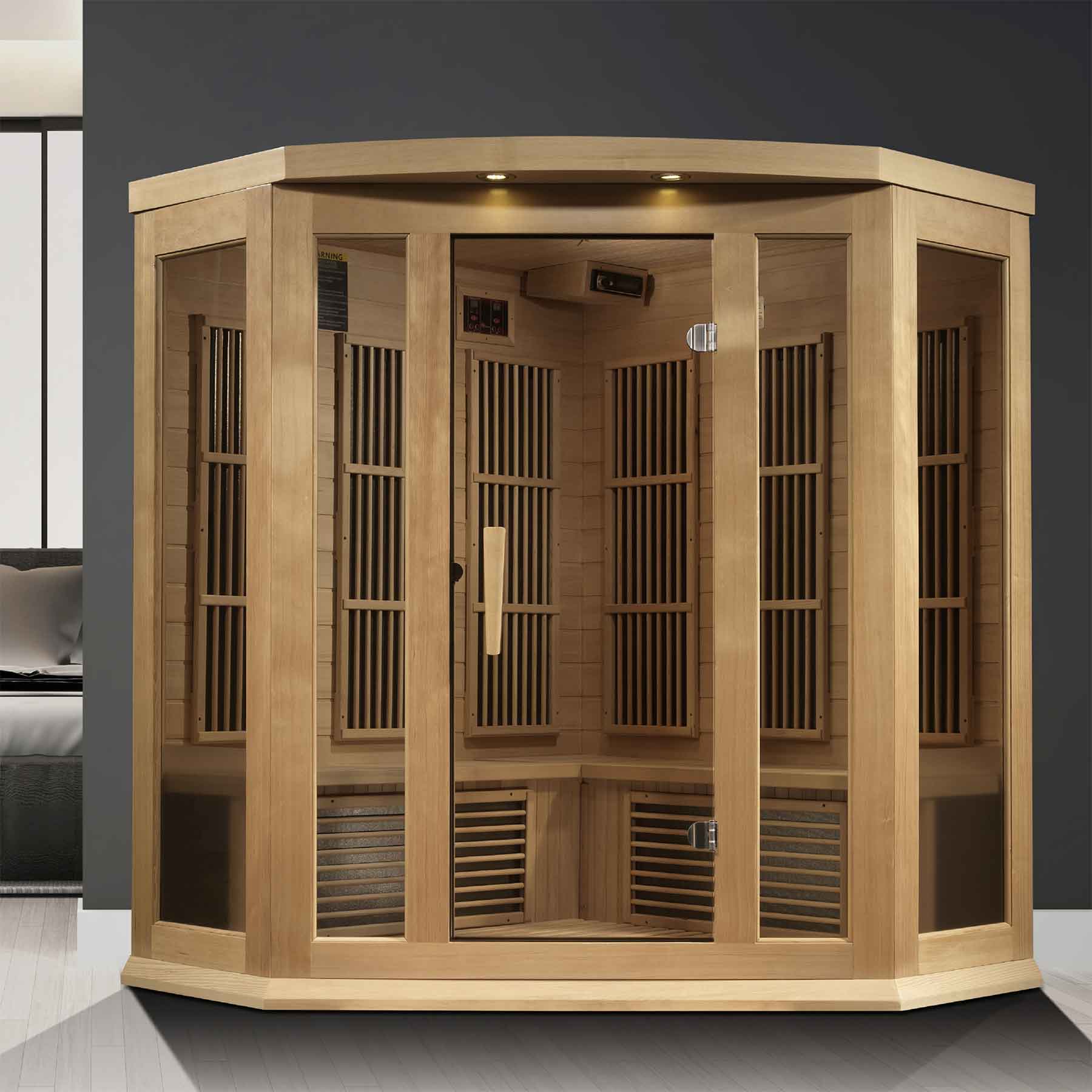 Maxxus 3 Person 9 Panels Near Zero EMF Corner Indoor FAR Infrared Sauna - Image 4