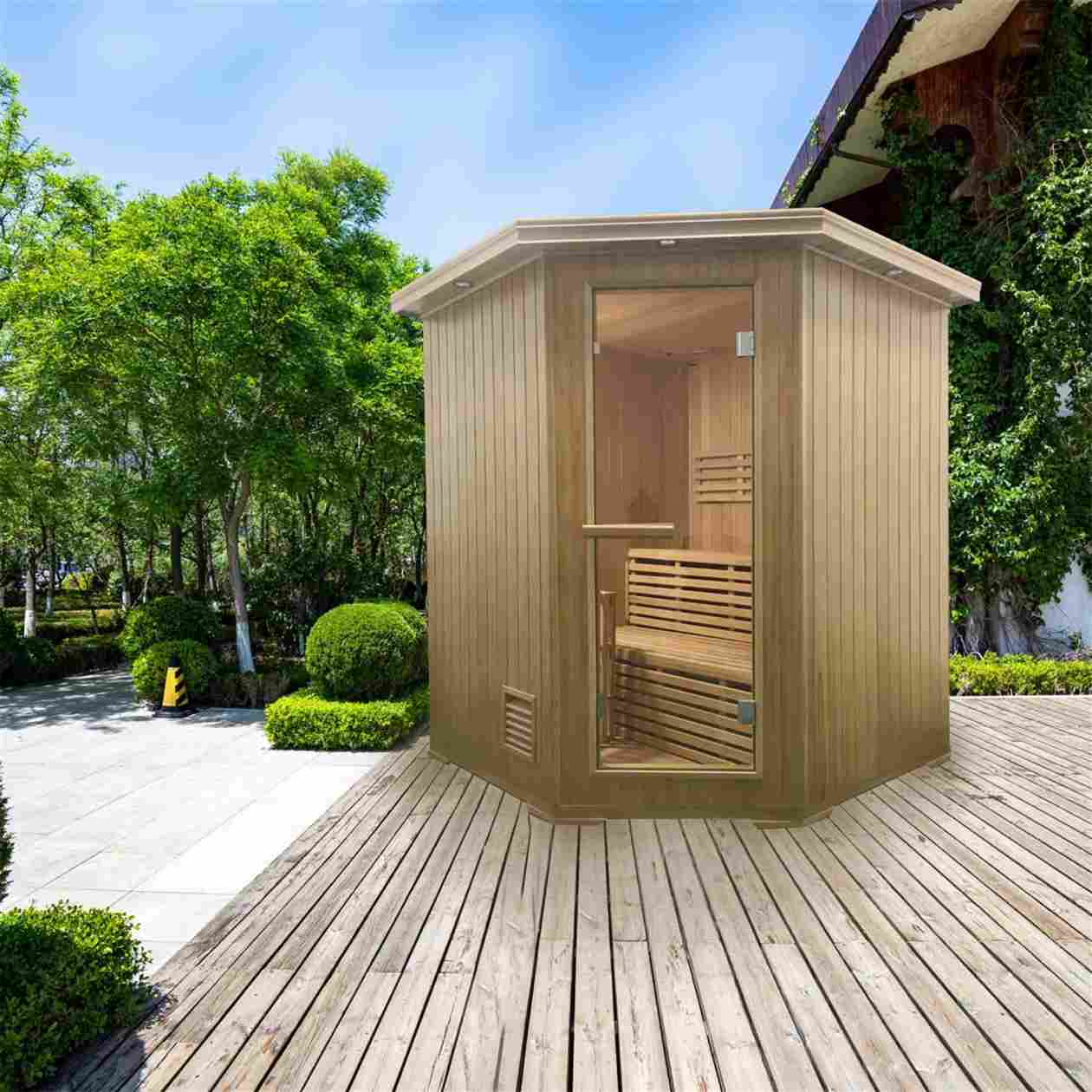 Aleko 4 Person 4.5 kW Hemlock Wet Dry Indoor Traditional Sauna - Image 10